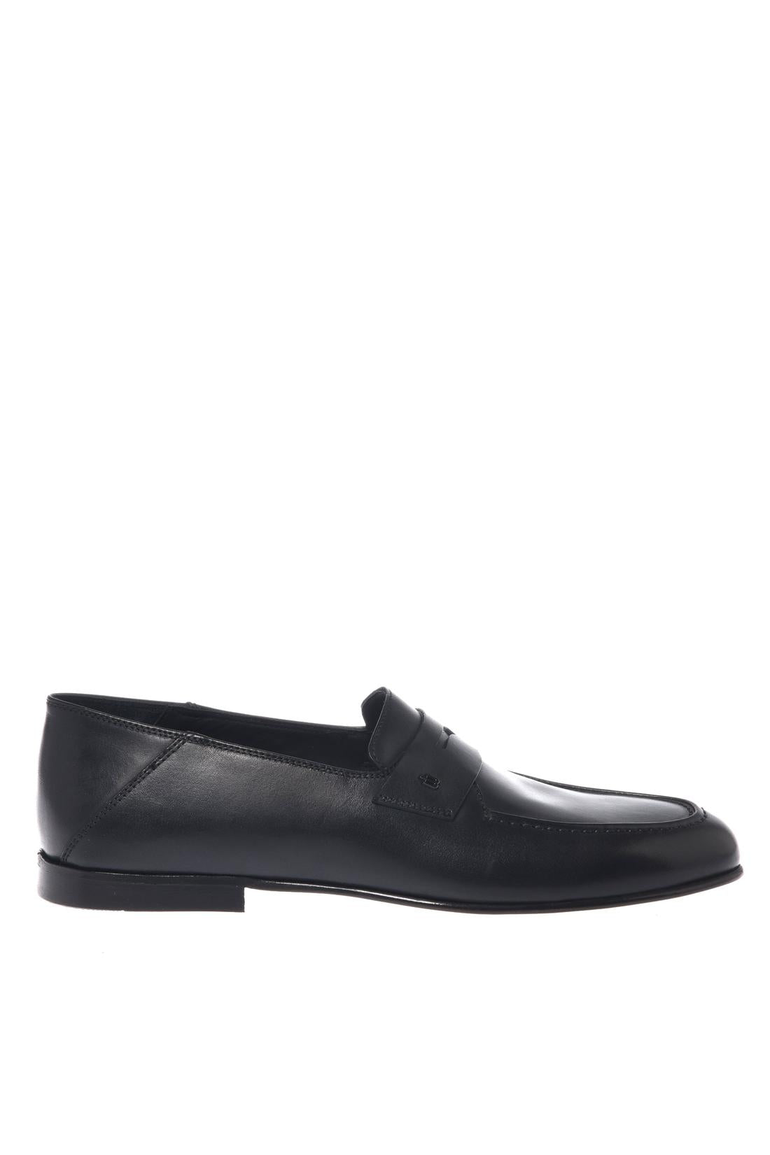 Black leather loafer
