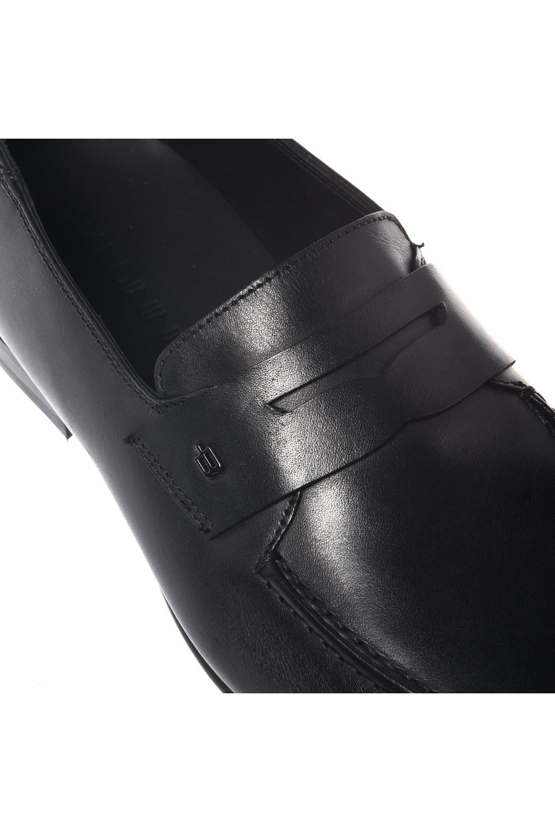 Black leather loafer