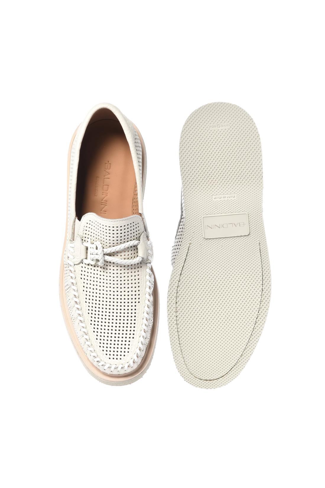 Off-white perforated tumbled leather loafer