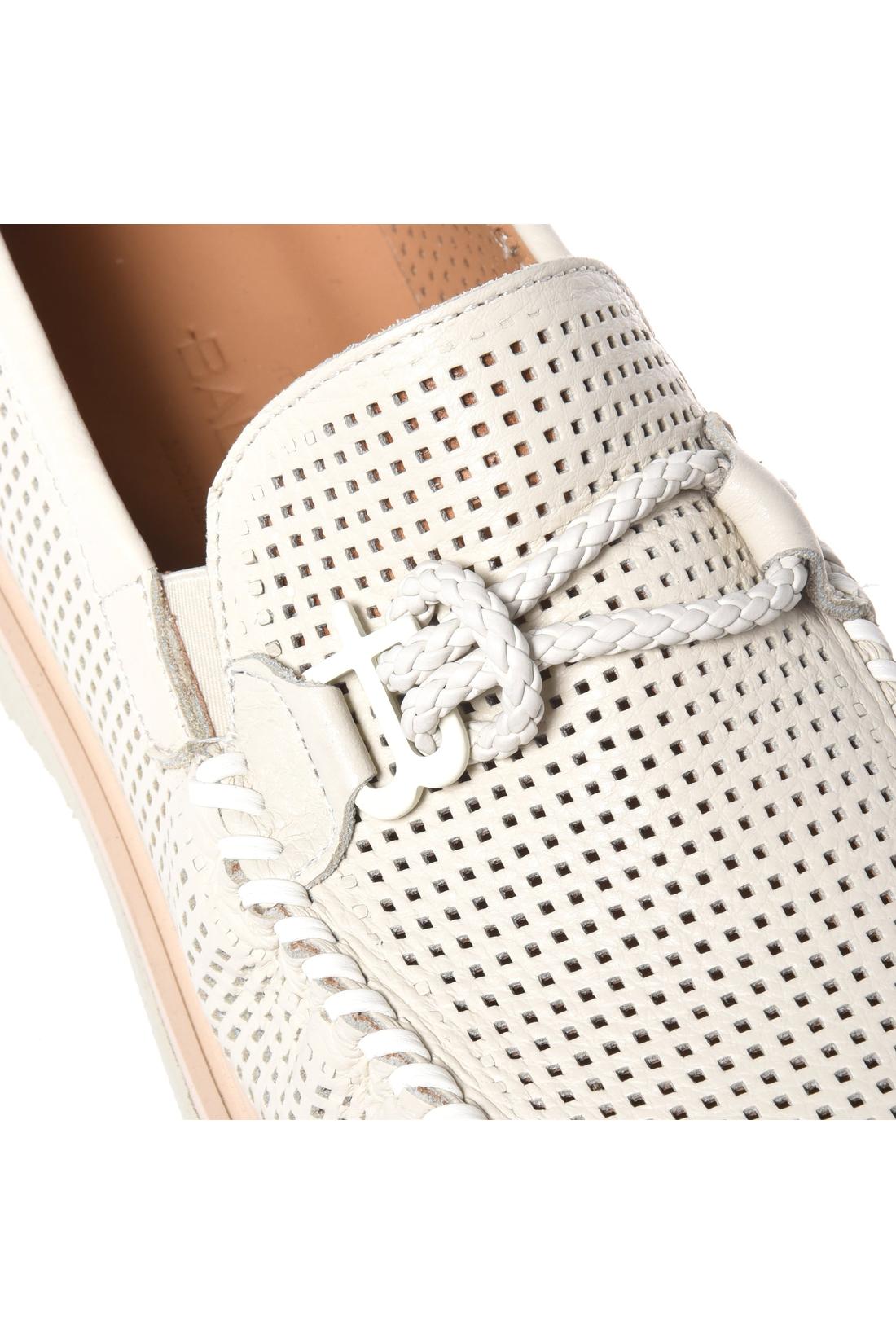 Off-white perforated tumbled leather loafer