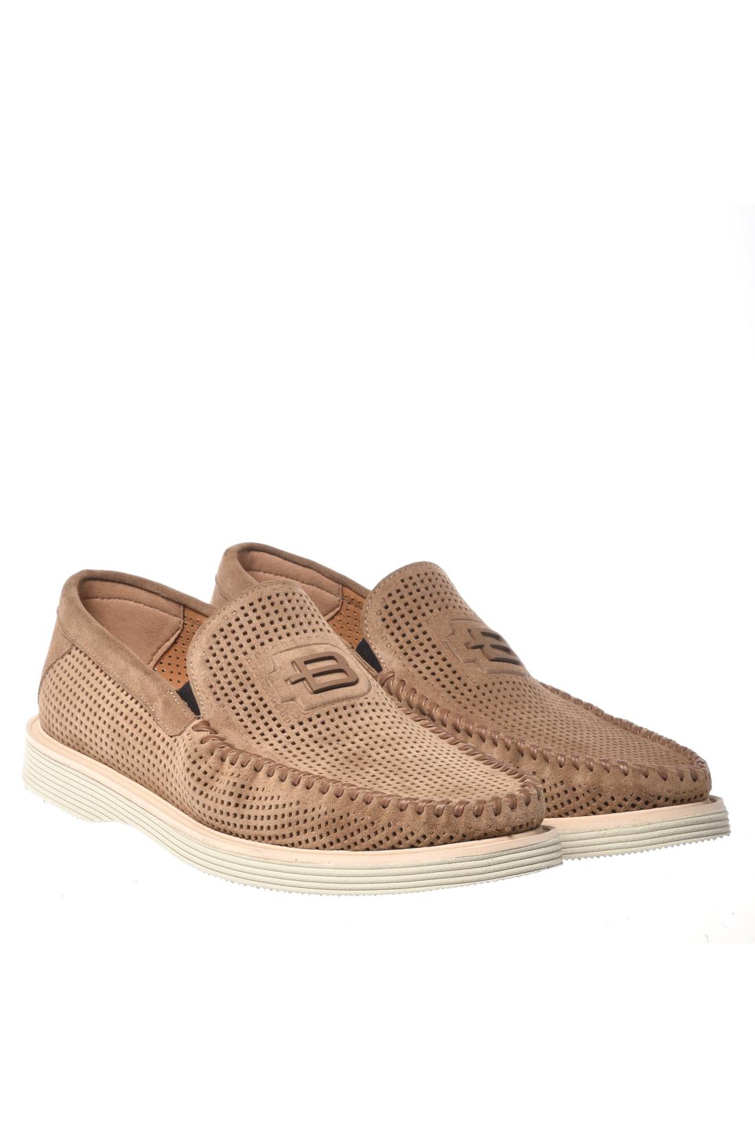 Brown perforated suede loafer