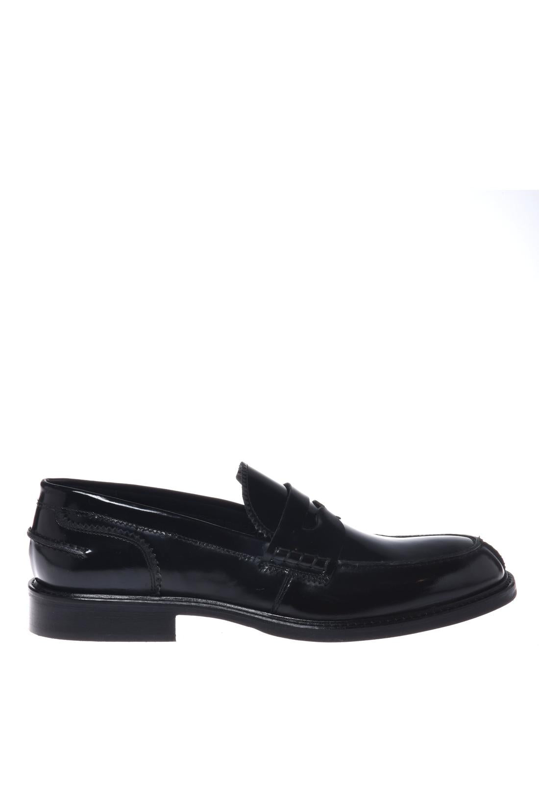 Black brushed leather loafers