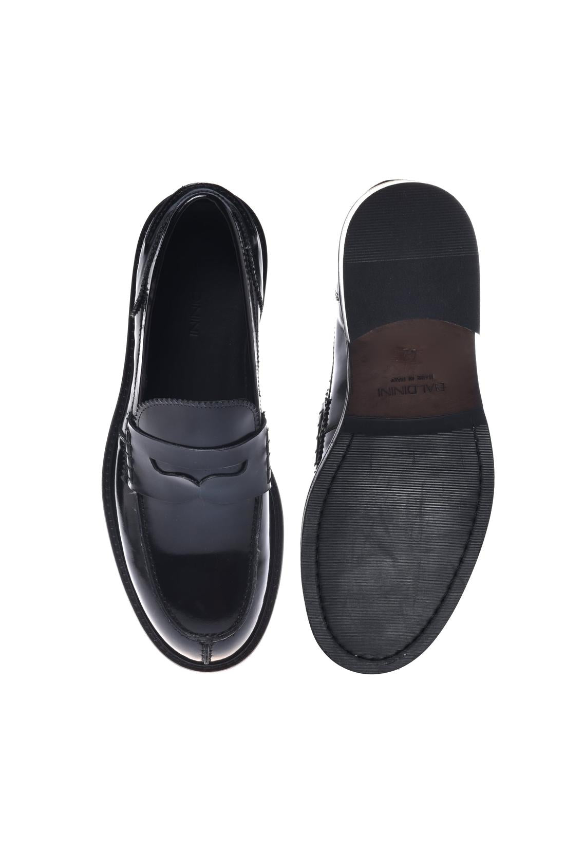Black brushed leather loafers