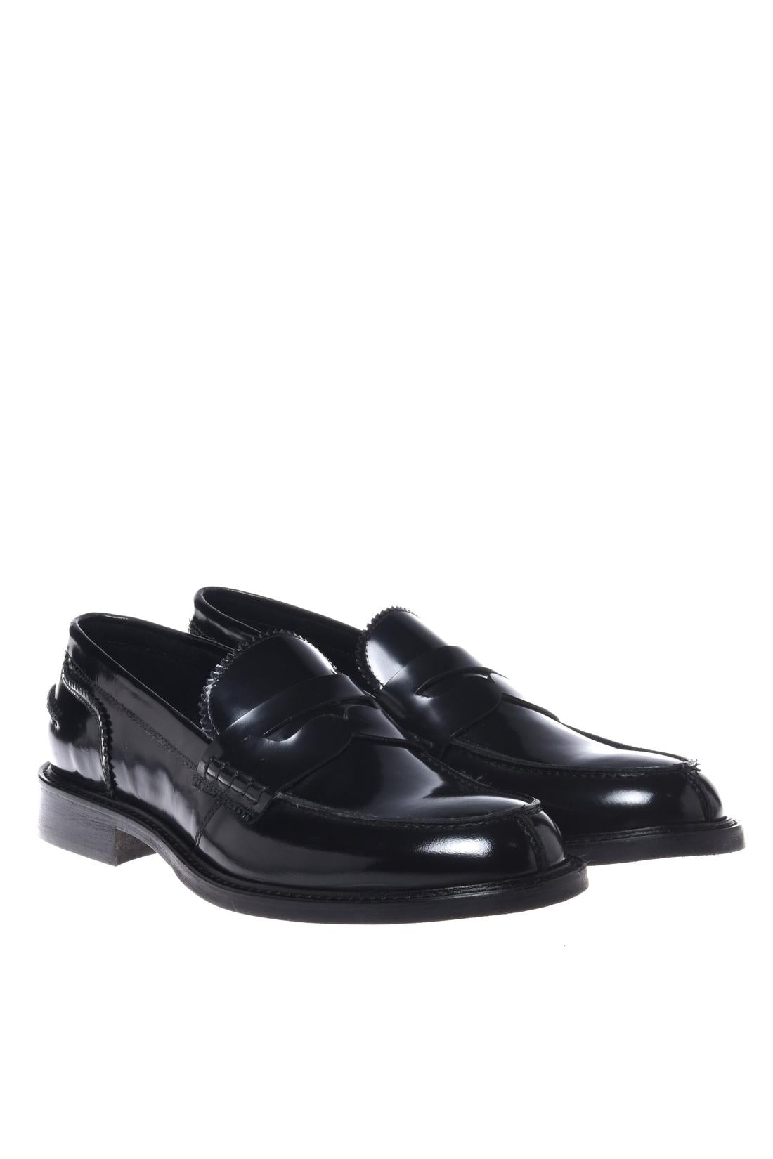 Black brushed leather loafers
