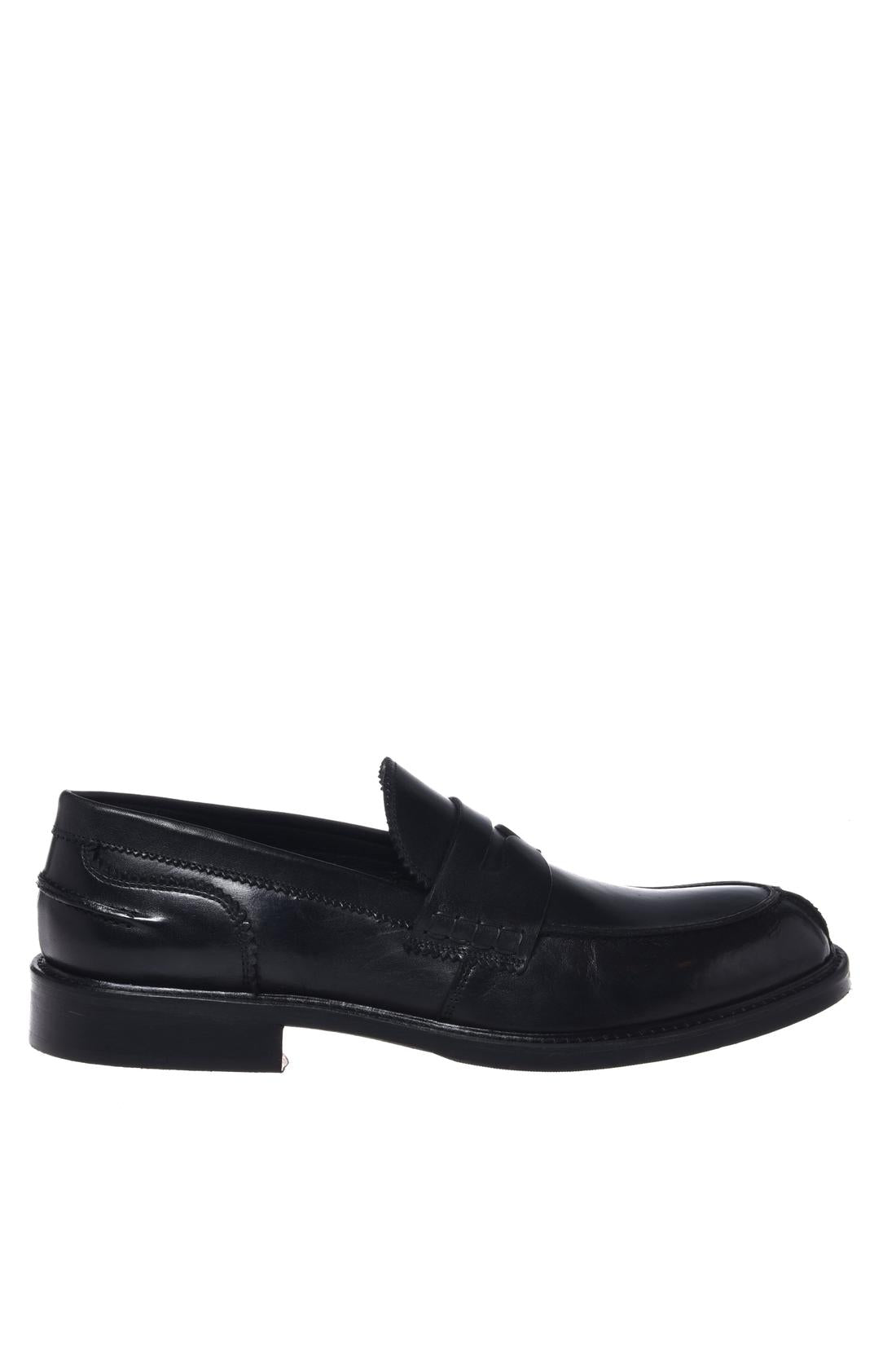 Black leather loafers