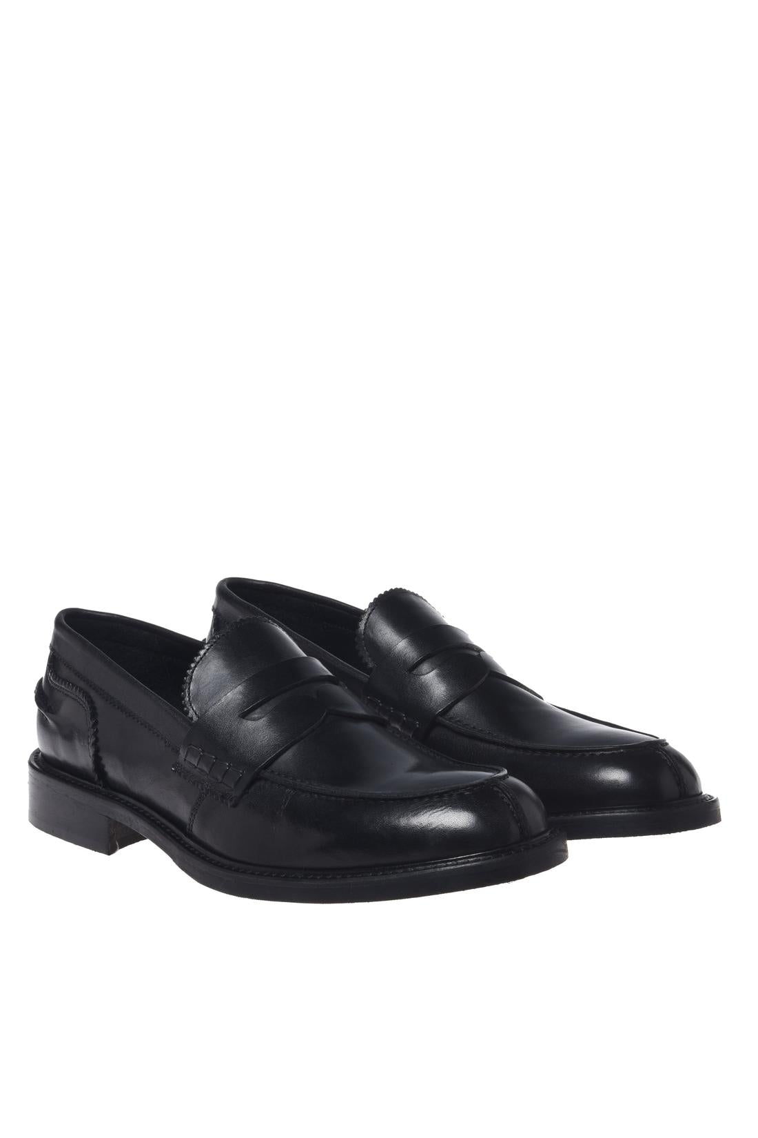 Black leather loafers