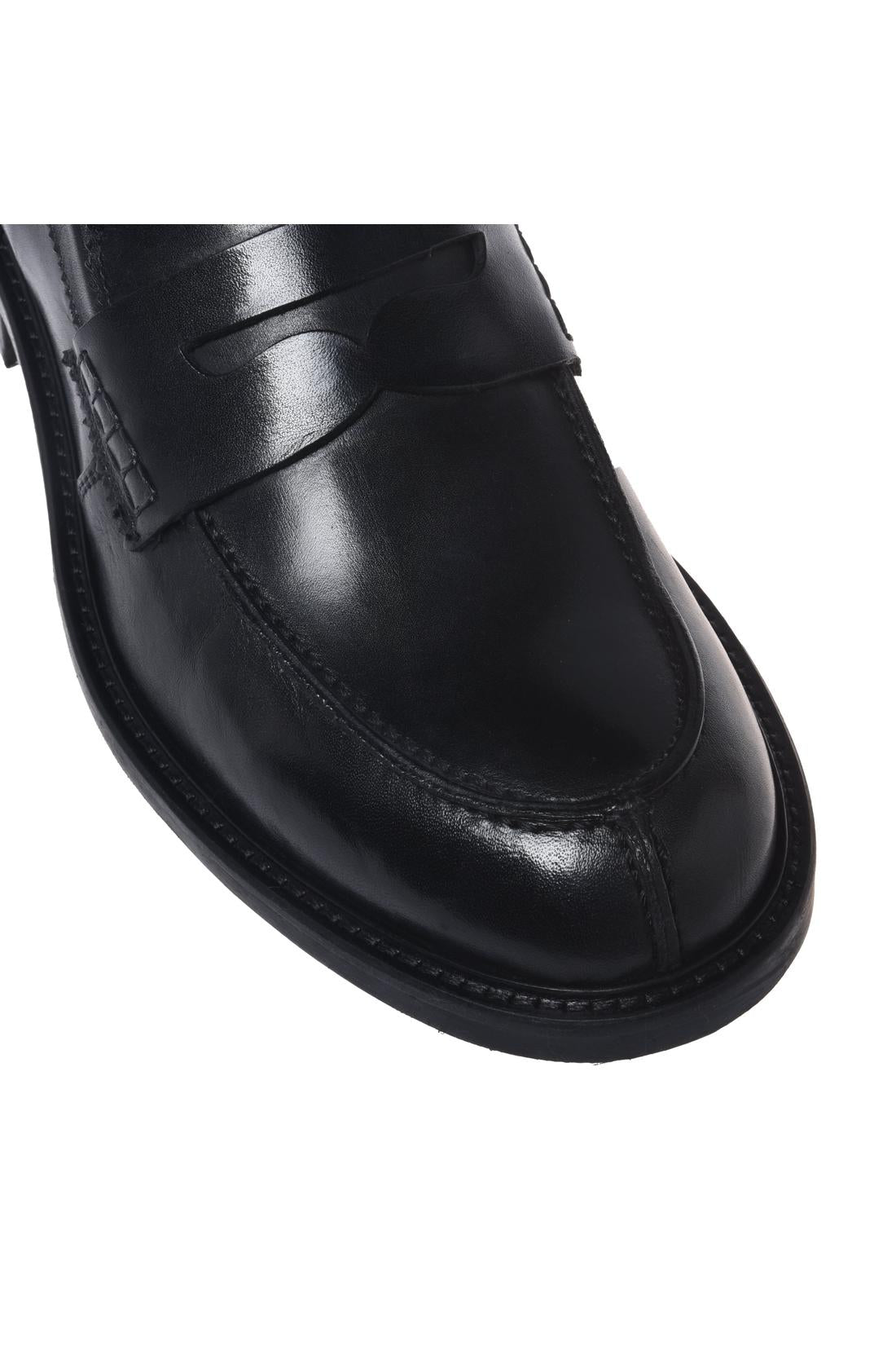 Black leather loafers