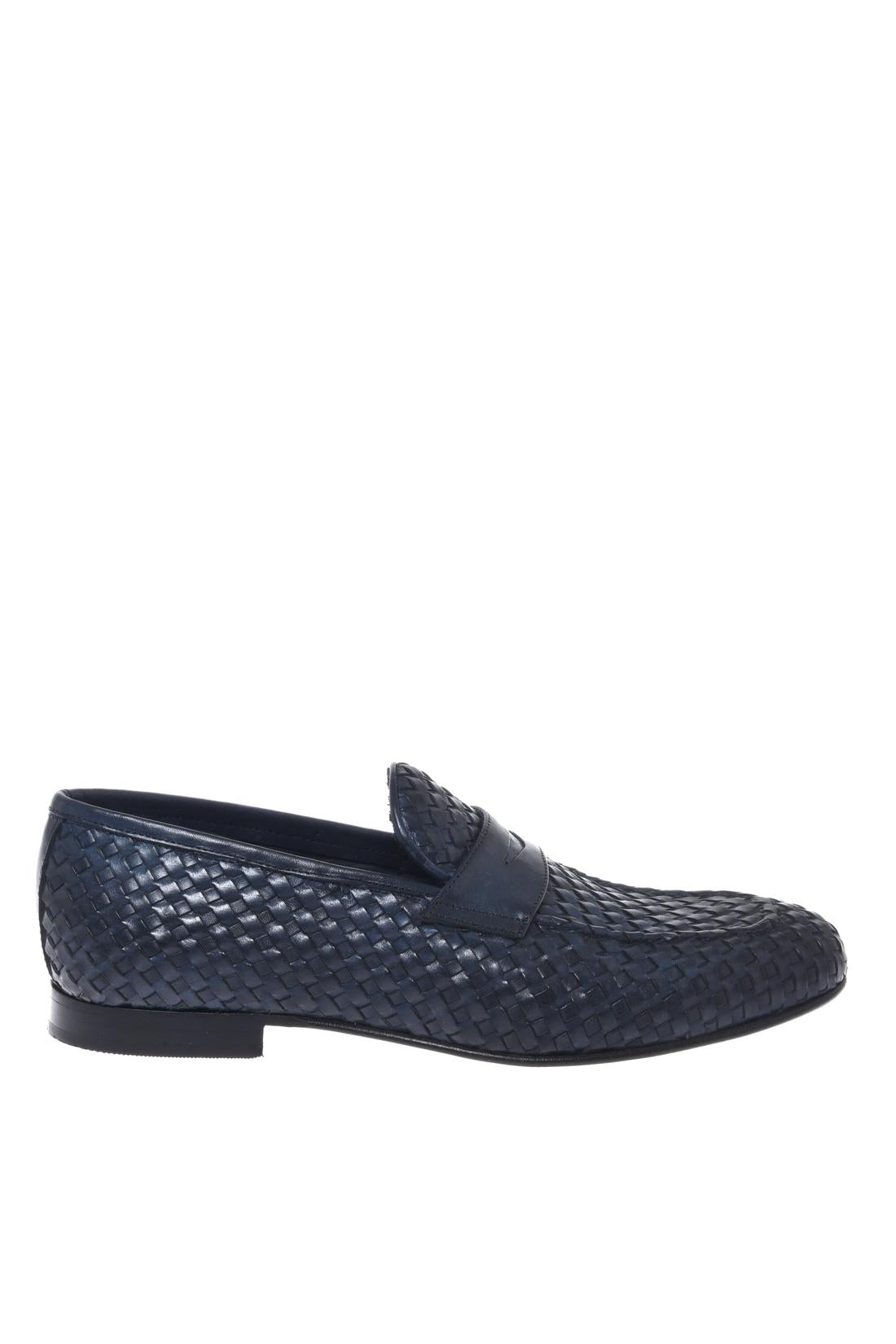 Blue woven leather loafer