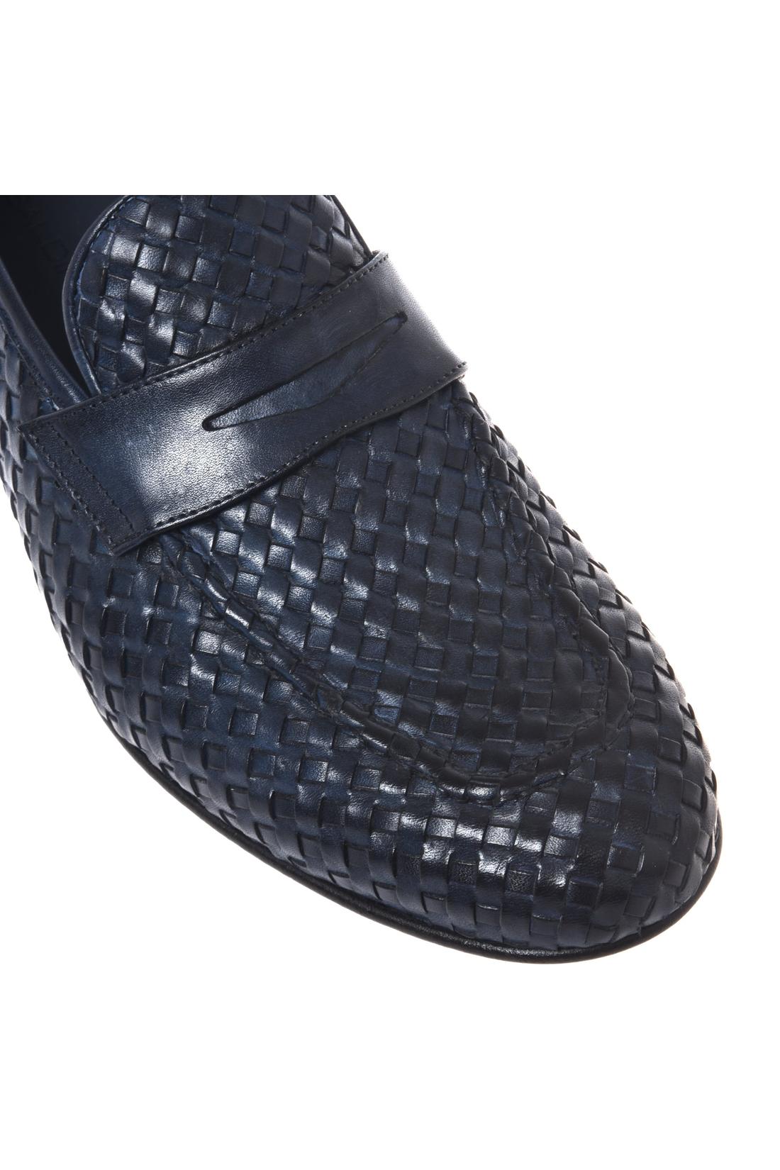 Blue woven leather loafer