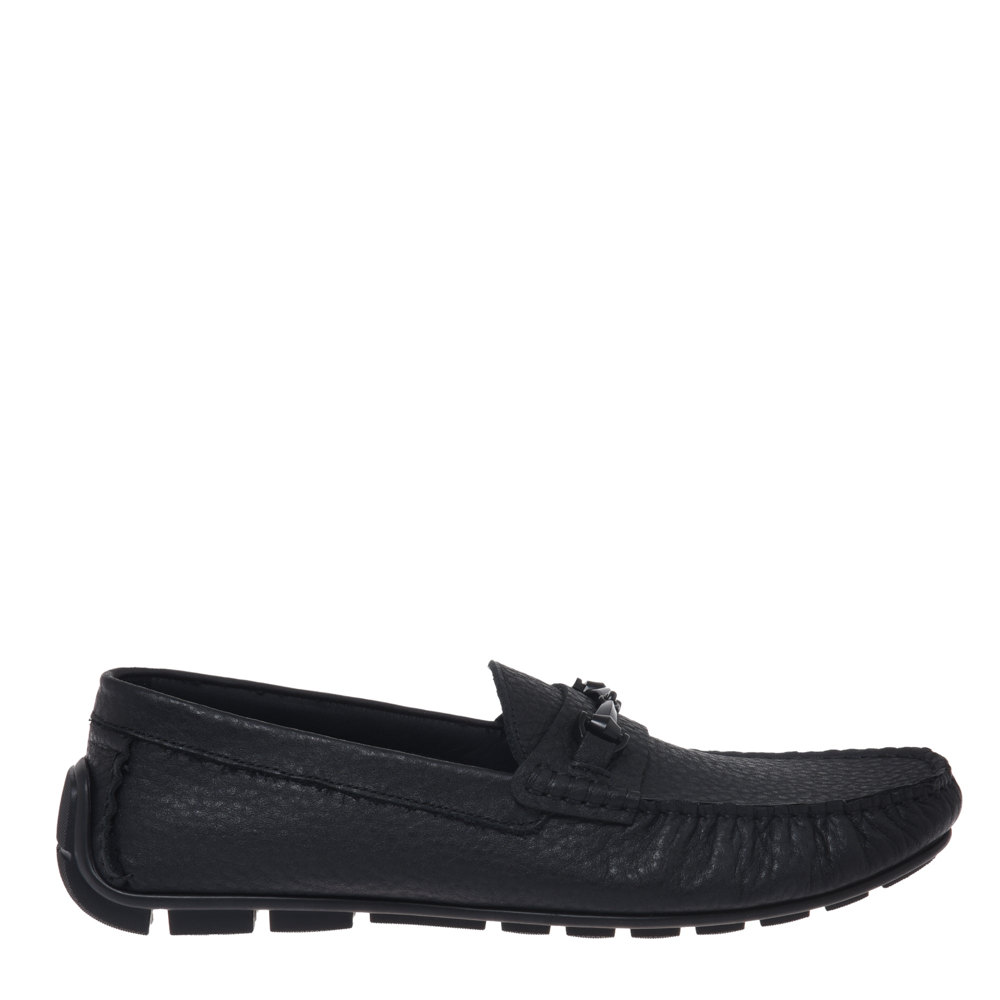 Loafer in dark brown hammered leather-Baldinini-OUTLET-46-T.MORO-ARCHIVIST-ARCHIVE-SALE