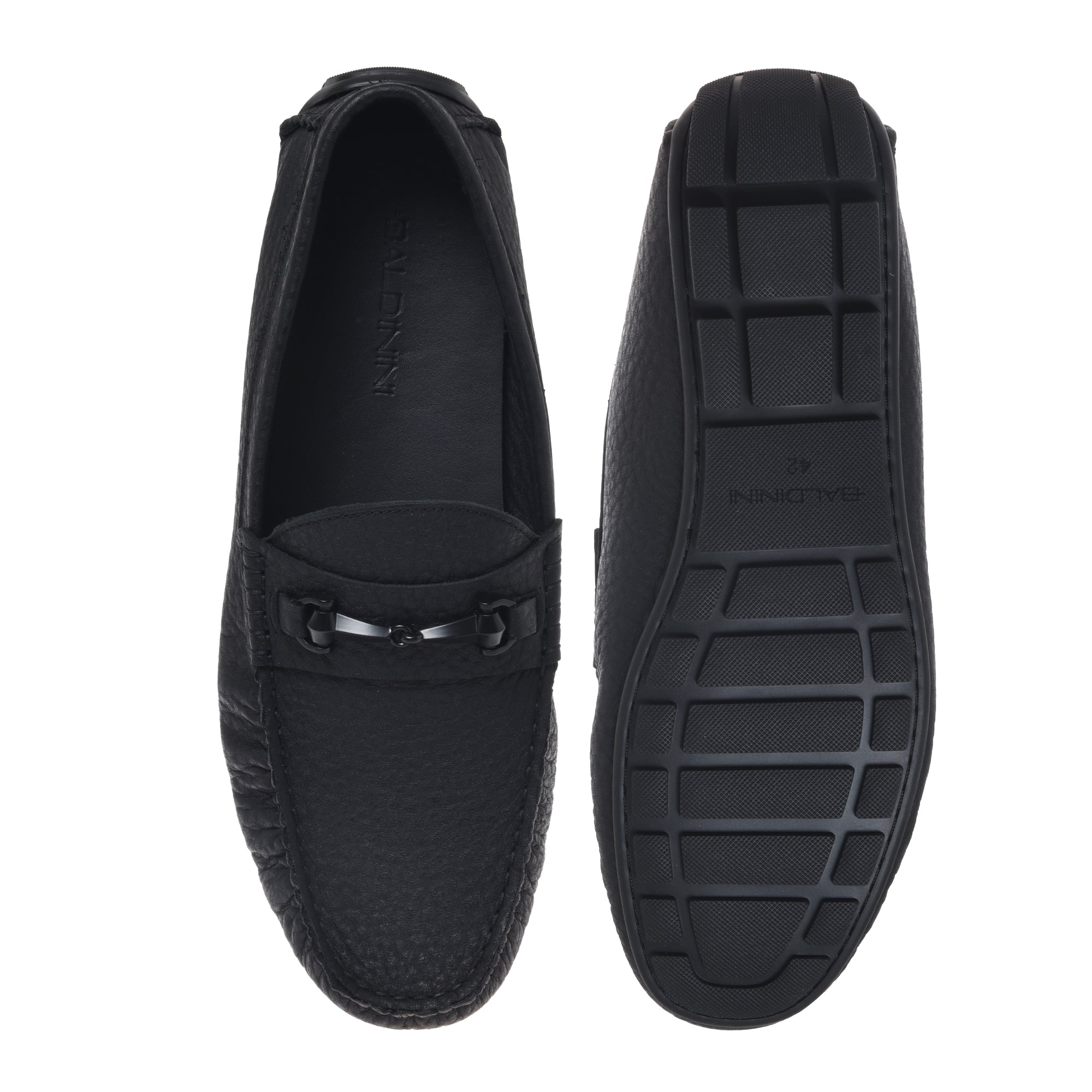 Loafer in dark brown hammered leather-Baldinini-OUTLET-ARCHIVIST-ARCHIVE-SALE