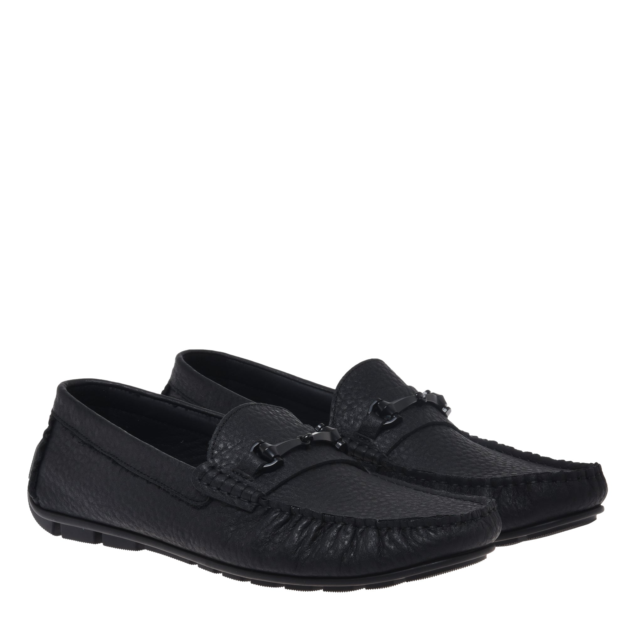 Loafer in dark brown hammered leather-Baldinini-OUTLET-ARCHIVIST-ARCHIVE-SALE