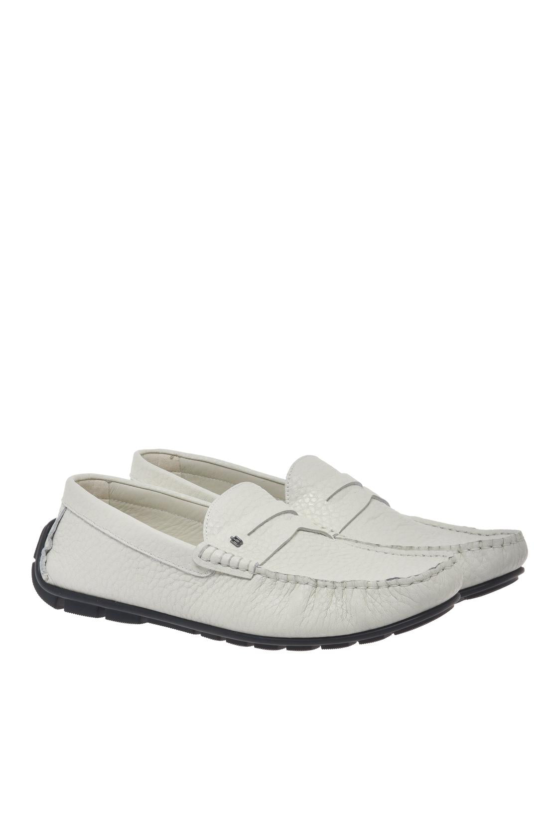 Moccasin in tumbled leather off white-Accessoires-Baldinini-OUTLET-ARCHIVIST-ARCHIVE-SALE