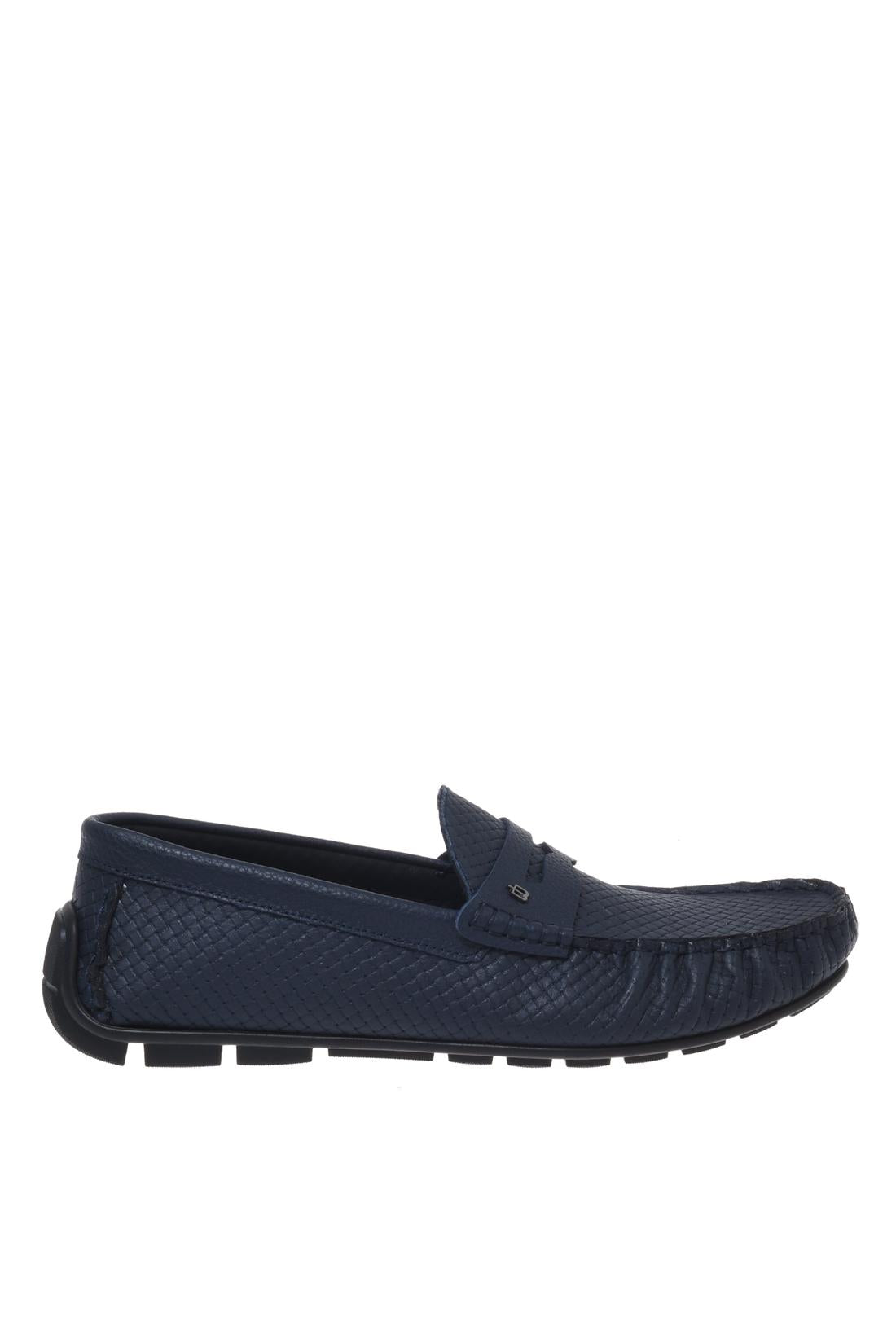 Loafer in printed leather blue