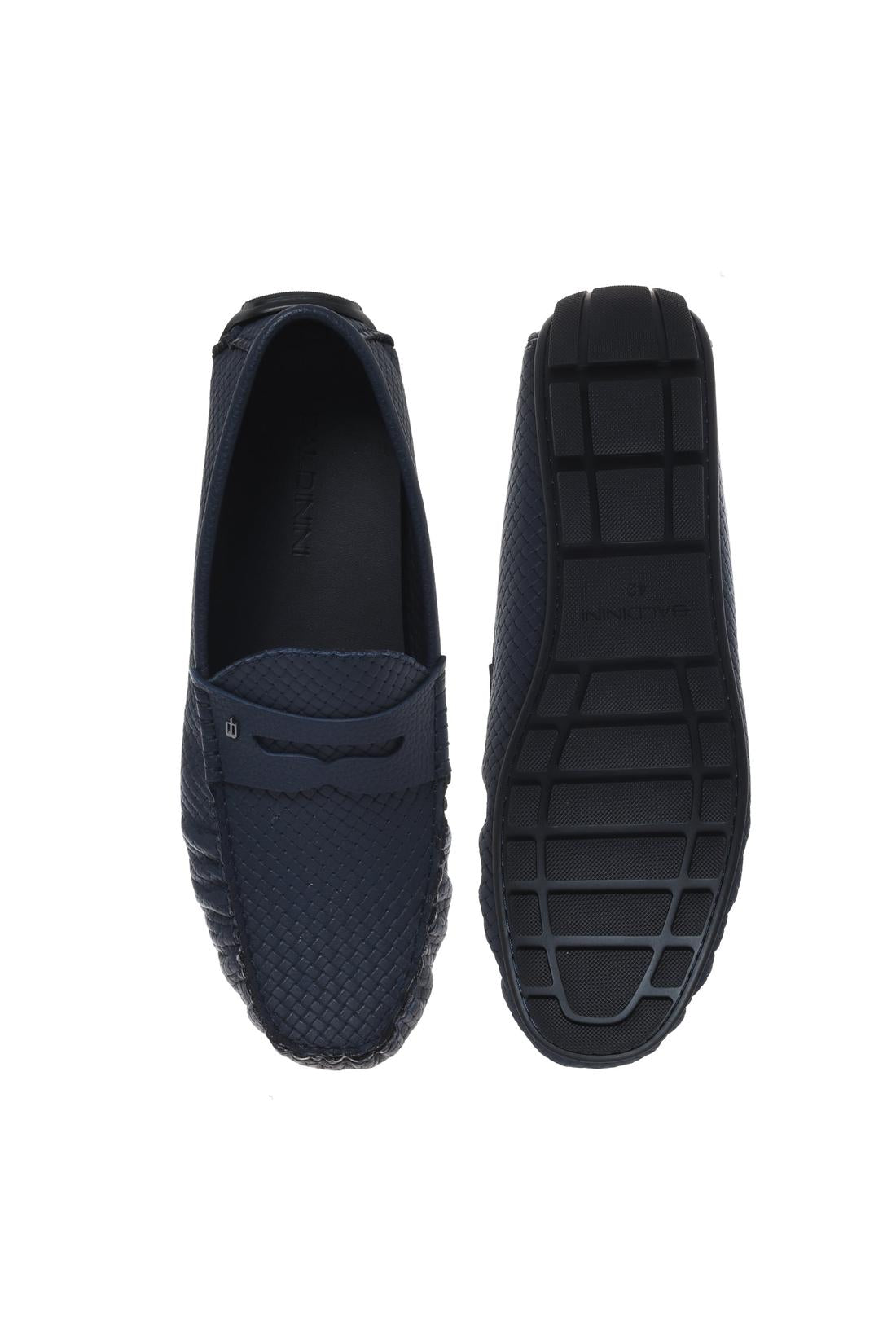 Loafer in printed leather blue