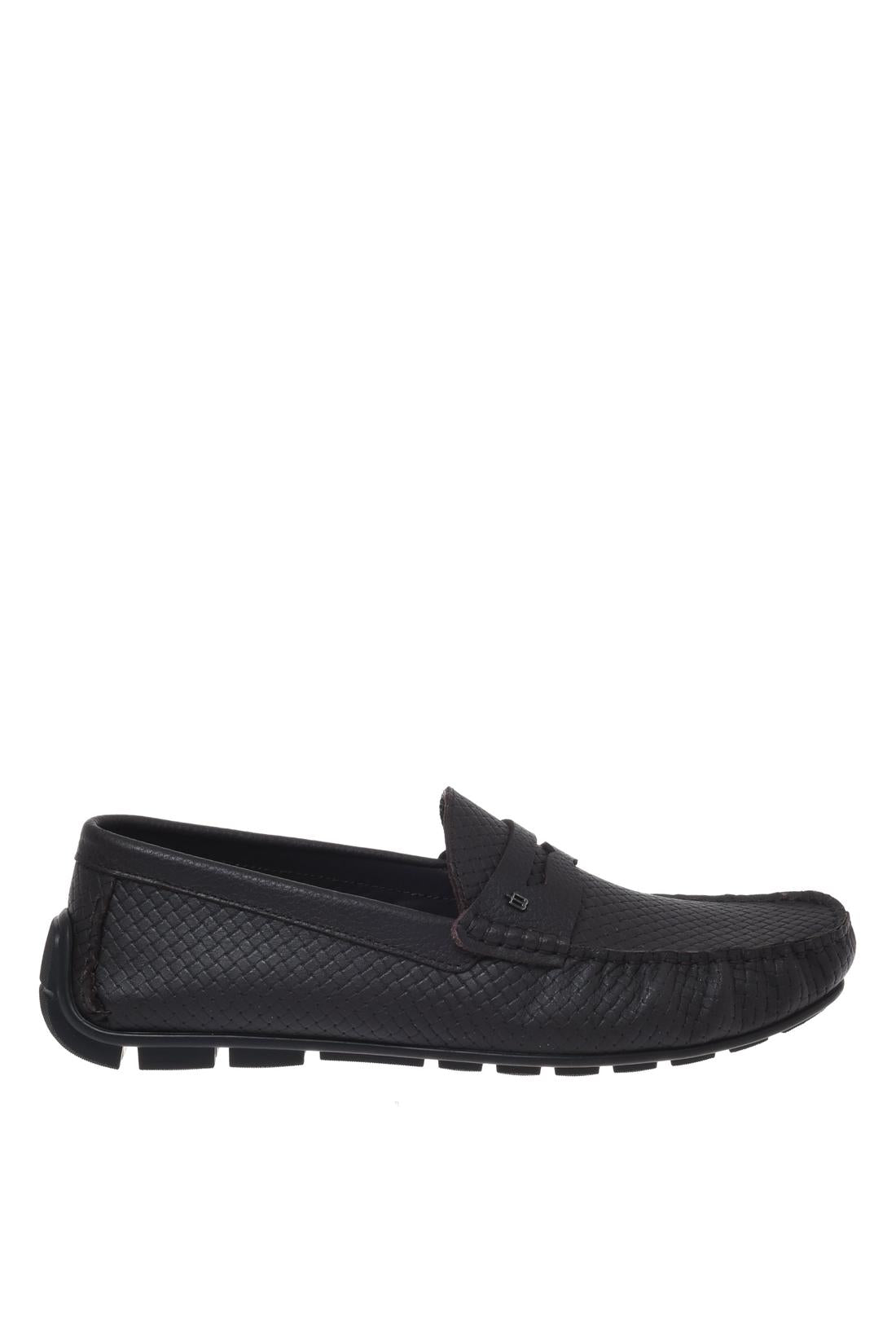Loafer in printed leather dark brown