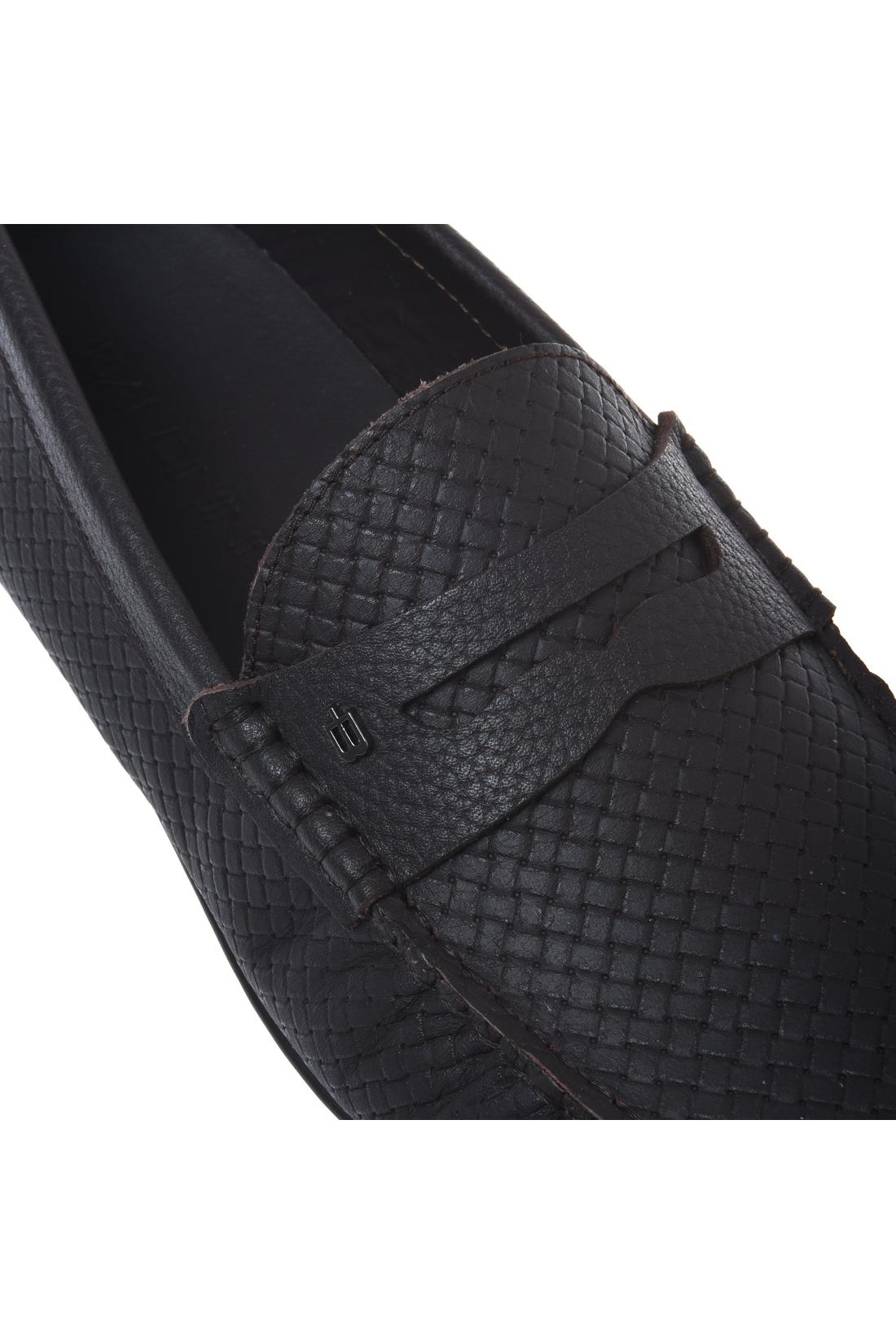 Loafer in printed leather dark brown