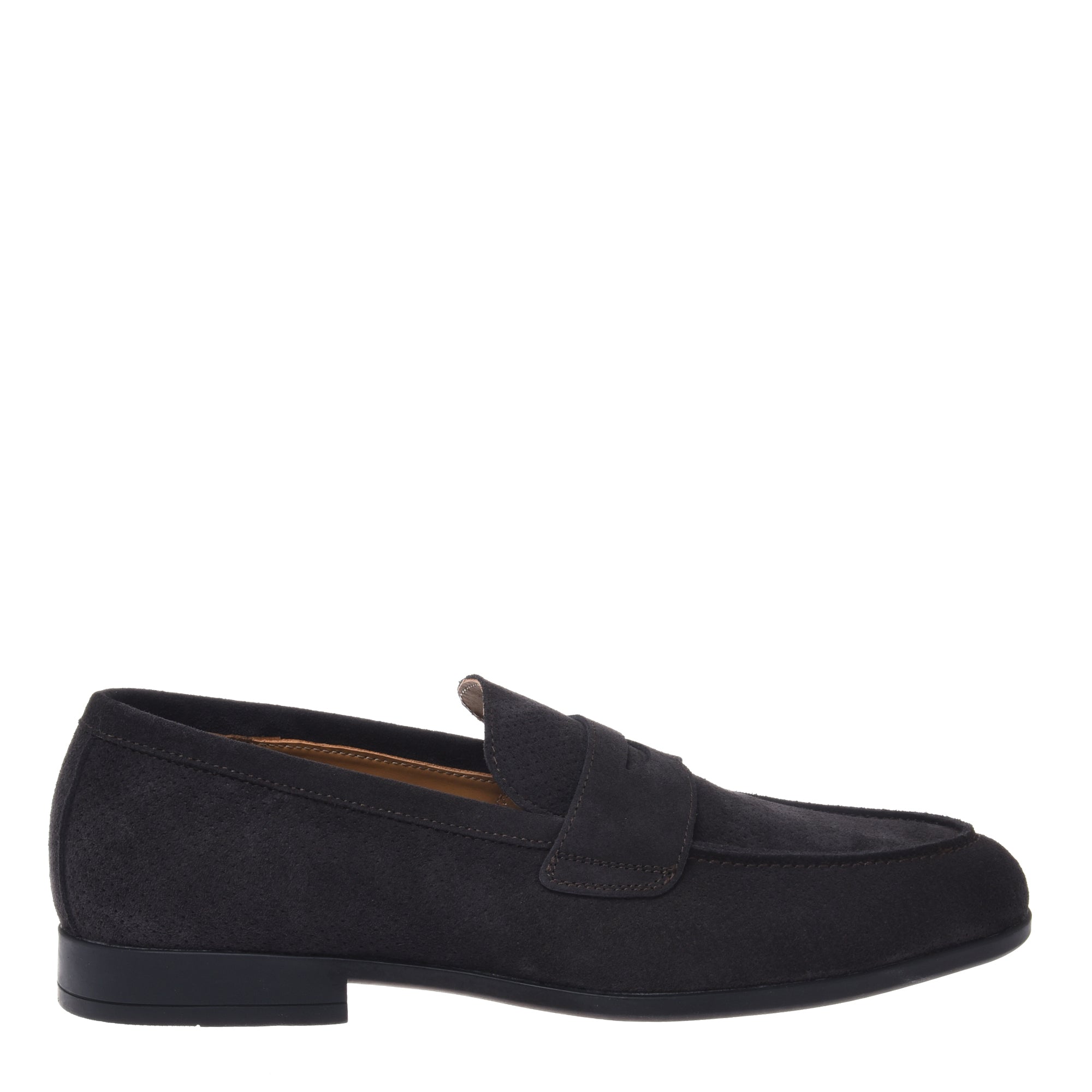 Grey perforated suede leather loafer