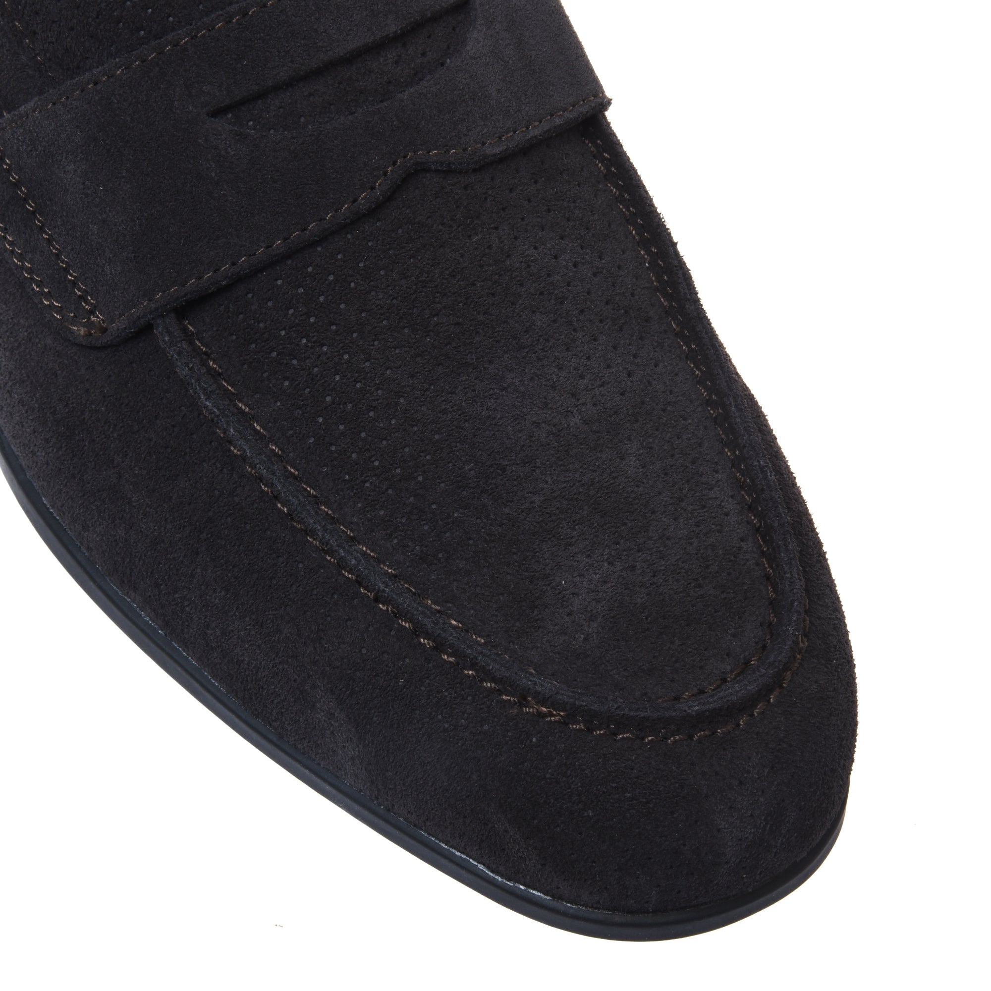 Grey perforated suede leather loafer