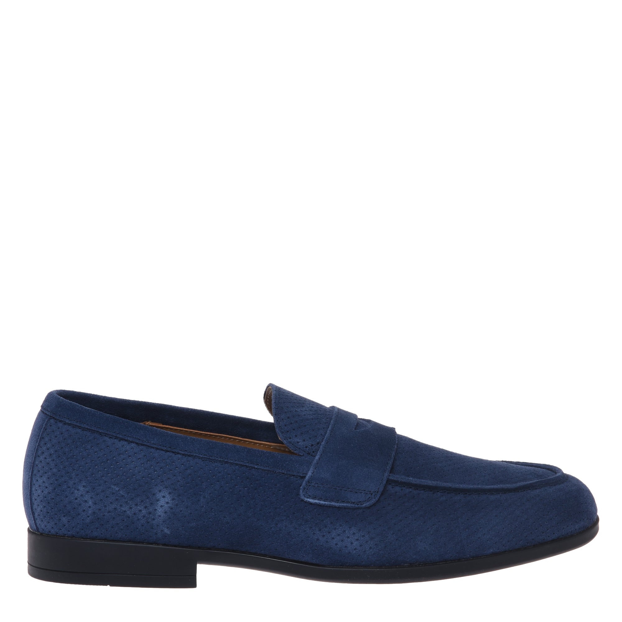 Loafer in perforated blue suede leather-Baldinini-OUTLET-46-PACIFICO-ARCHIVIST-ARCHIVE-SALE