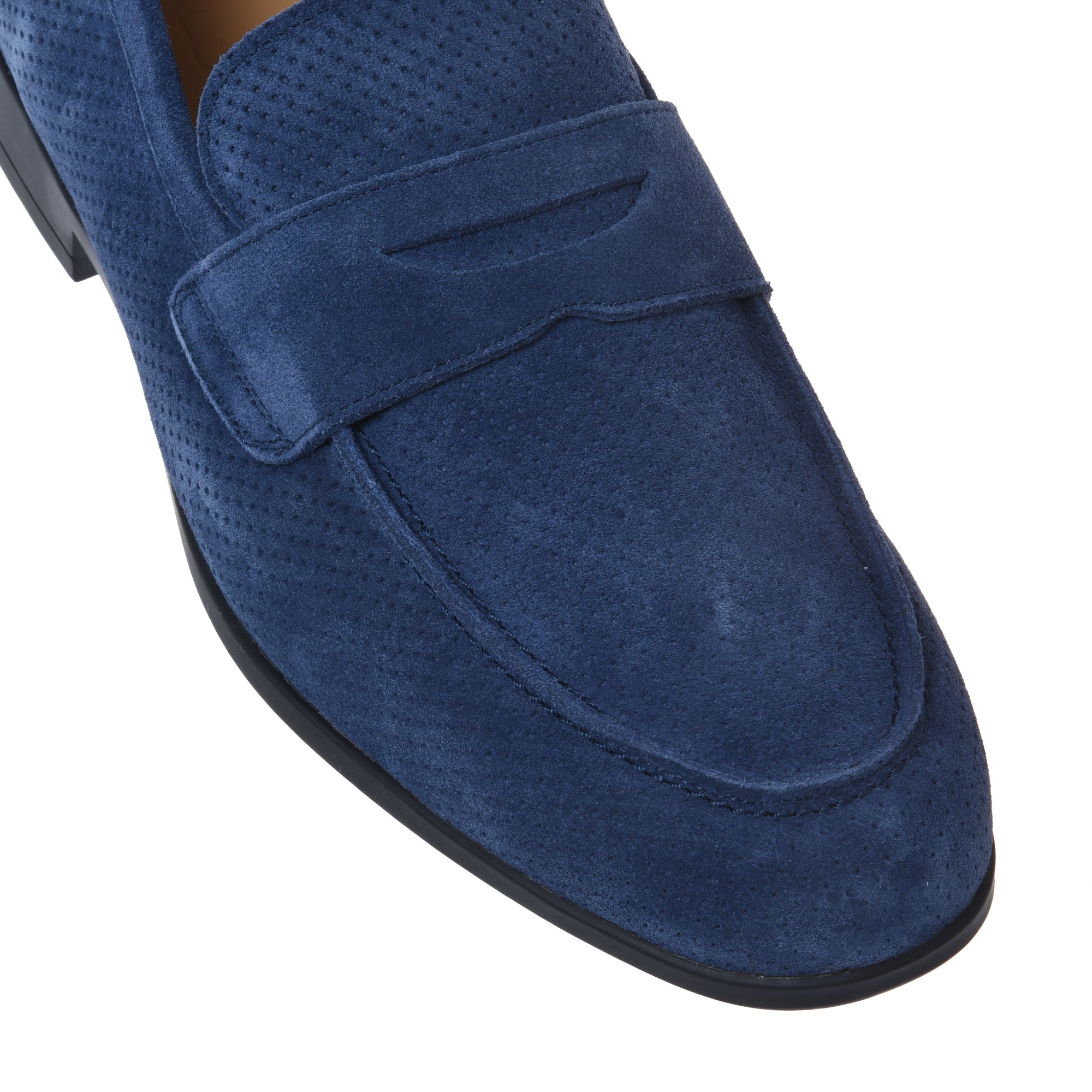 Loafer in perforated blue suede leather-Baldinini-OUTLET-ARCHIVIST-ARCHIVE-SALE