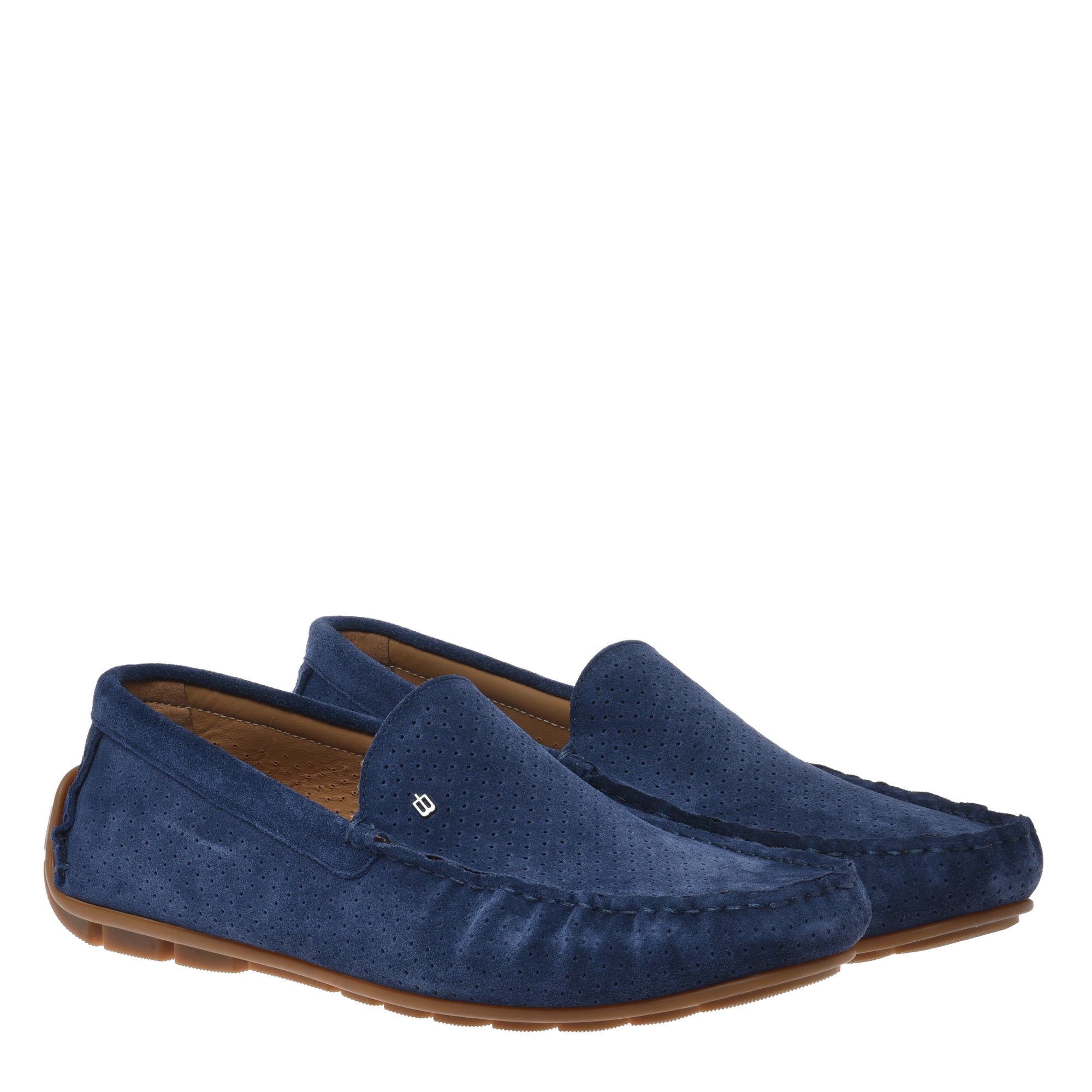 Loafer in perforated blue suede leather-Baldinini-OUTLET-ARCHIVIST-ARCHIVE-SALE