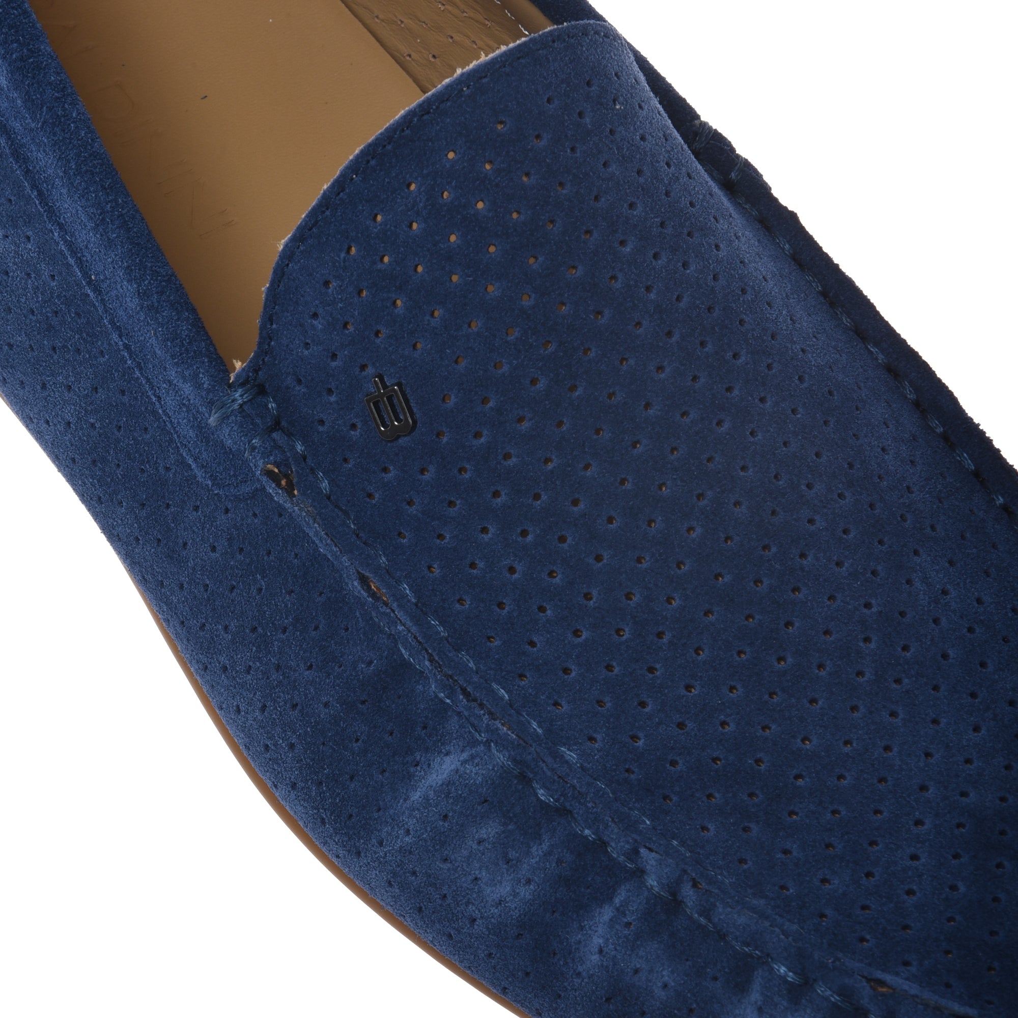 Loafer in perforated blue suede leather-Baldinini-OUTLET-ARCHIVIST-ARCHIVE-SALE
