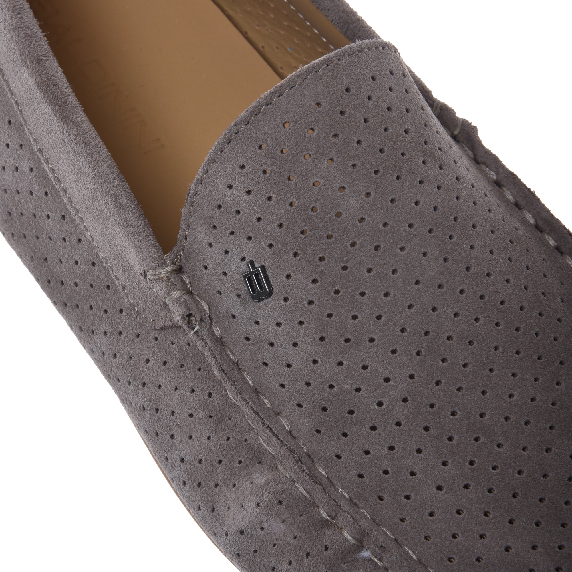 Loafer in perforated taupe suede leather-Baldinini-OUTLET-ARCHIVIST-ARCHIVE-SALE