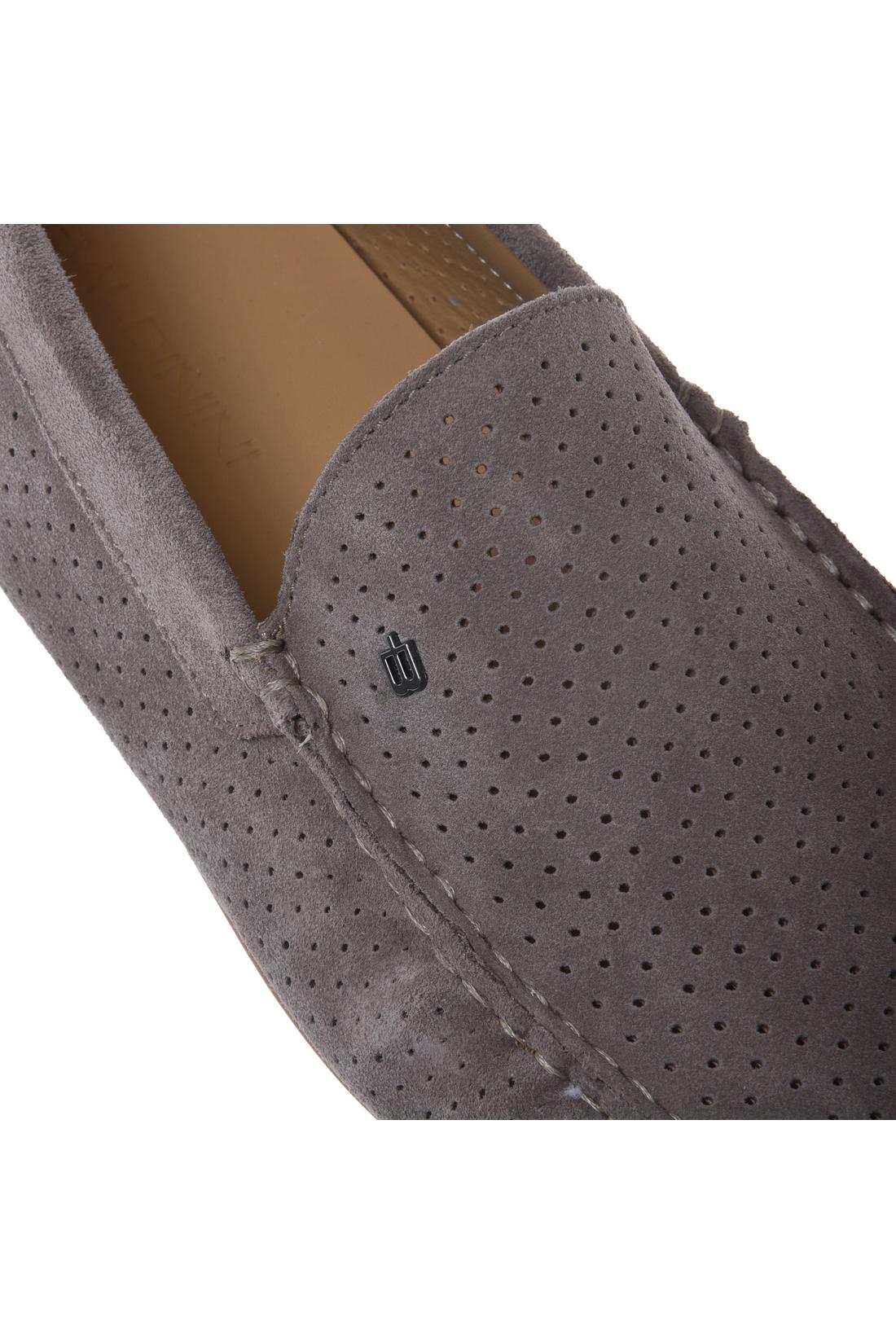 Loafer in perforated taupe suede leather