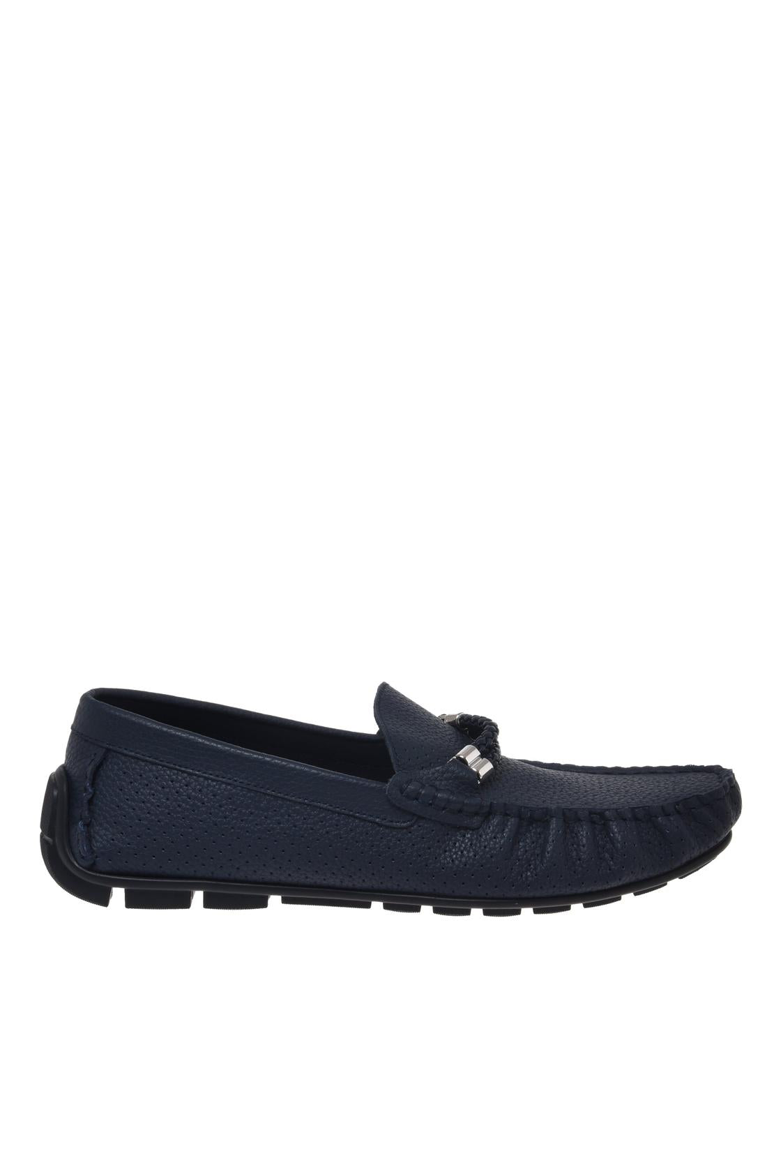 Moccasin in perforated tumbled leather blue-Accessoires-Baldinini-OUTLET-43-BLU-ARCHIVIST-ARCHIVE-SALE