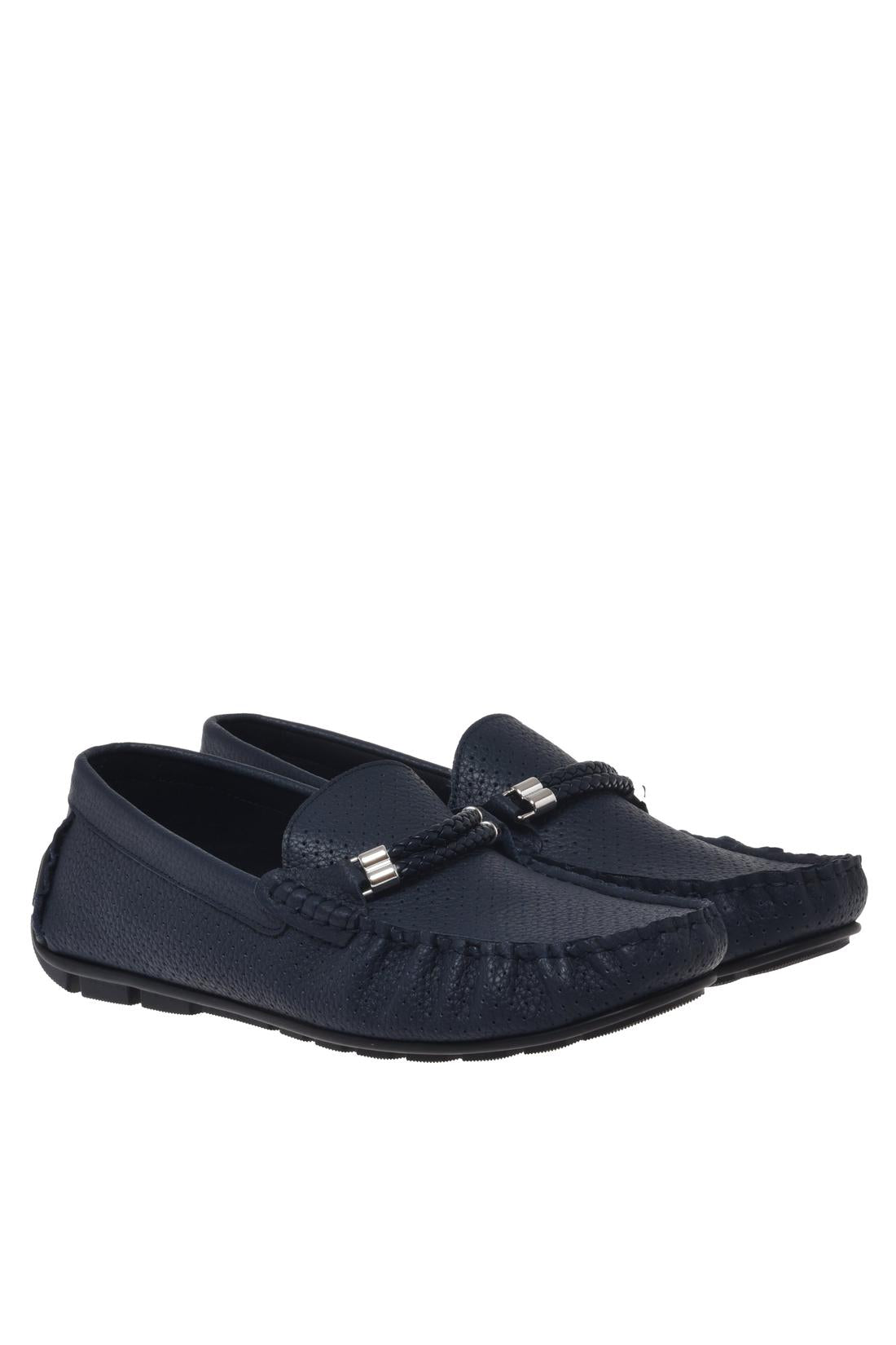 Moccasin in perforated tumbled leather blue-Accessoires-Baldinini-OUTLET-ARCHIVIST-ARCHIVE-SALE
