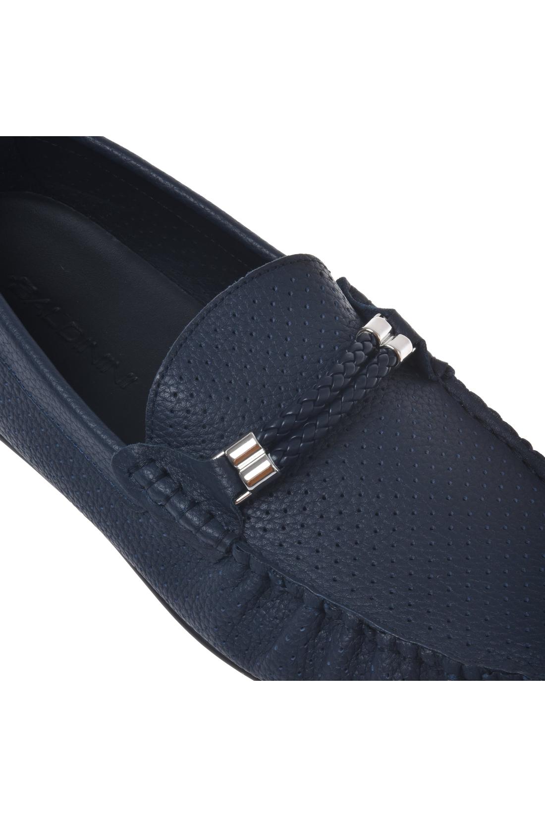 Moccasin in perforated tumbled leather blue-Accessoires-Baldinini-OUTLET-ARCHIVIST-ARCHIVE-SALE