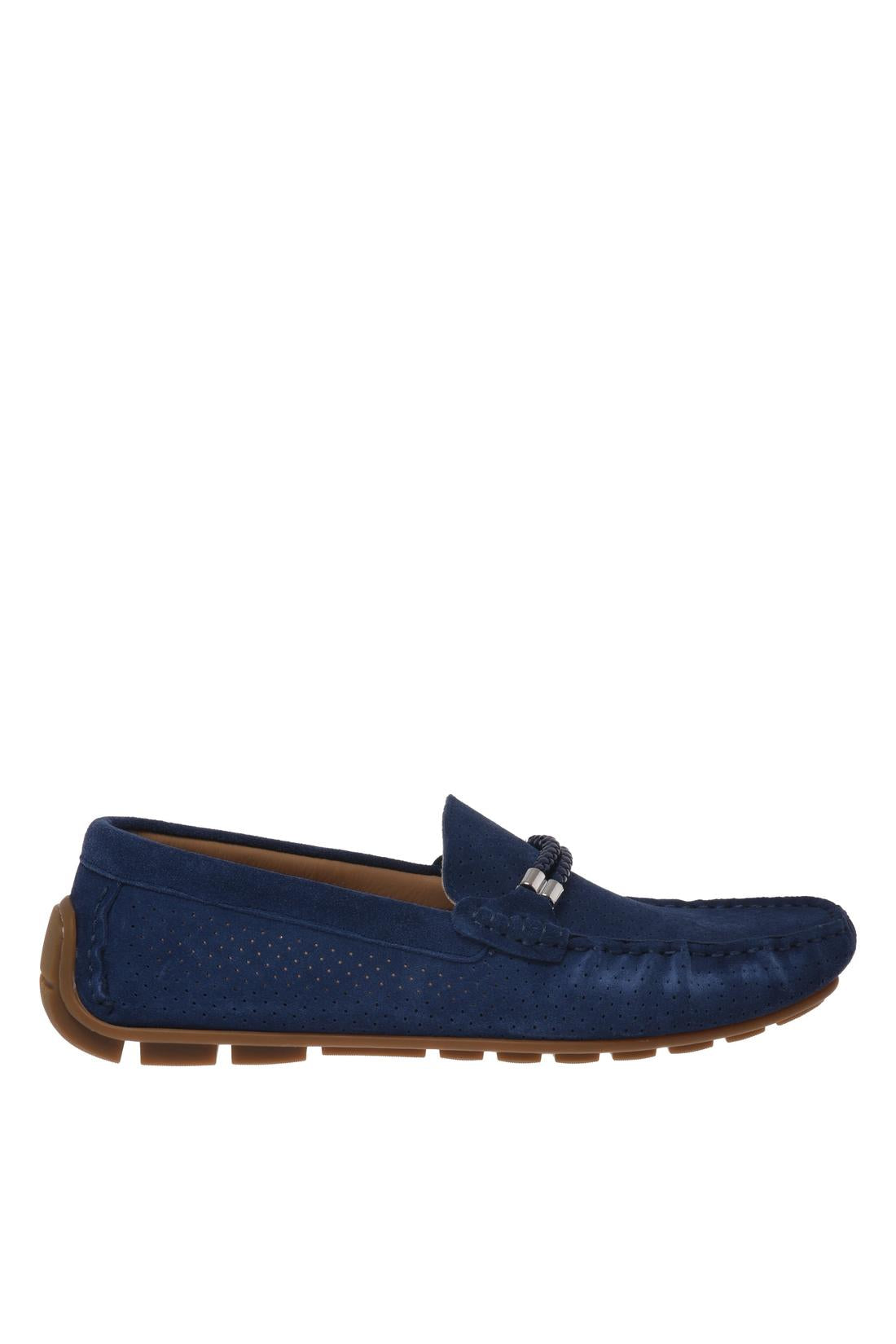 Moccasin in perforated blue suede leather-Accessoires-Baldinini-OUTLET-46-PACIFICO-ARCHIVIST-ARCHIVE-SALE