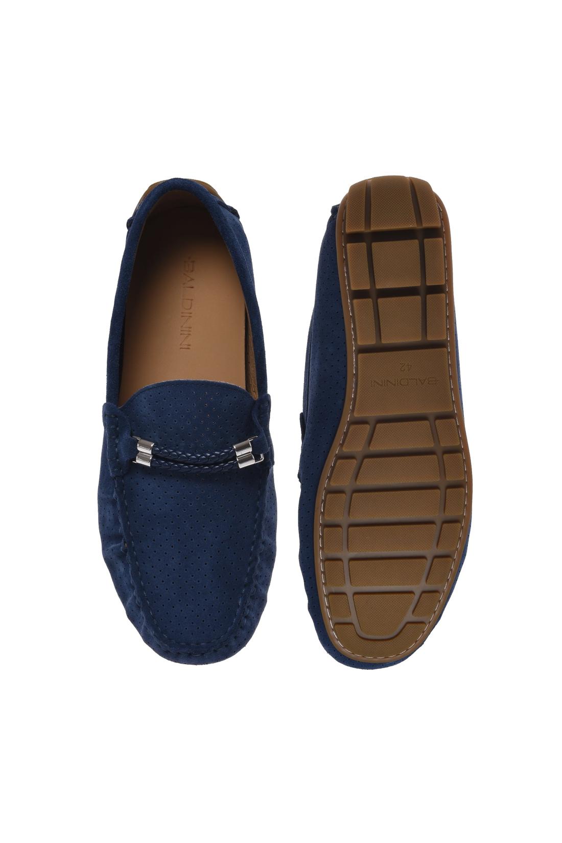 Moccasin in perforated blue suede leather-Accessoires-Baldinini-OUTLET-ARCHIVIST-ARCHIVE-SALE