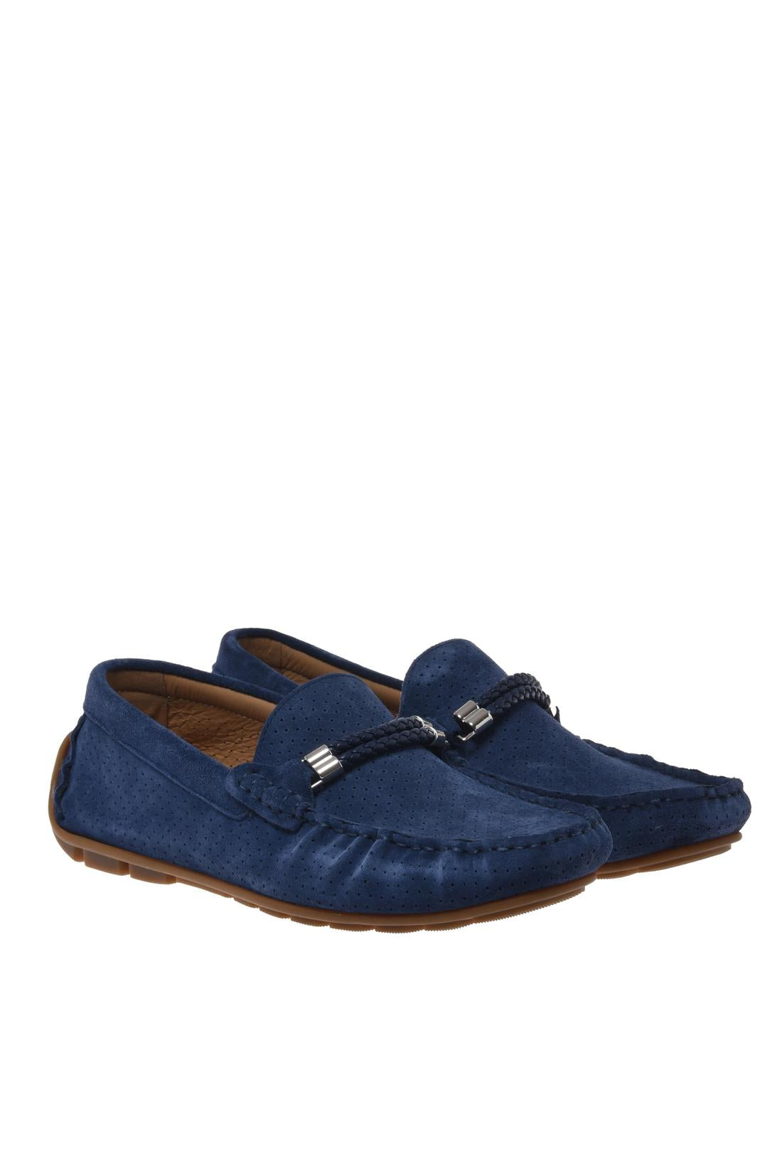 Moccasin in perforated blue suede leather-Accessoires-Baldinini-OUTLET-ARCHIVIST-ARCHIVE-SALE