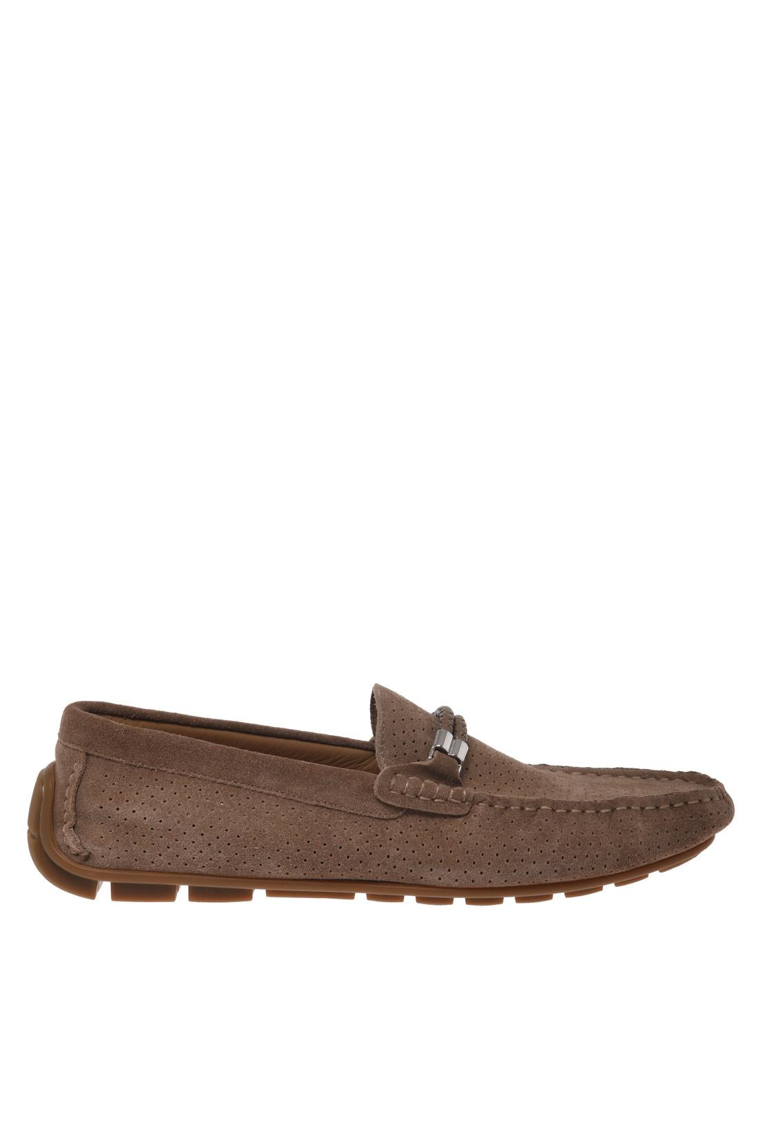 Moccasin in perforated beige suede leather-Accessoires-Baldinini-OUTLET-46-SAVANA-ARCHIVIST-ARCHIVE-SALE
