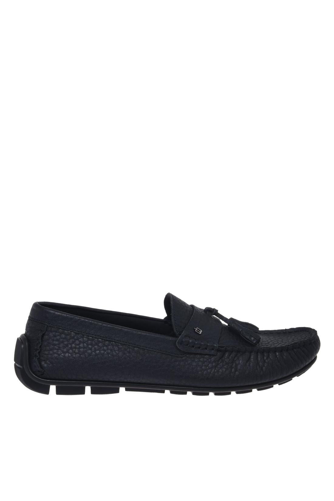 Loafer in blue hammered leather