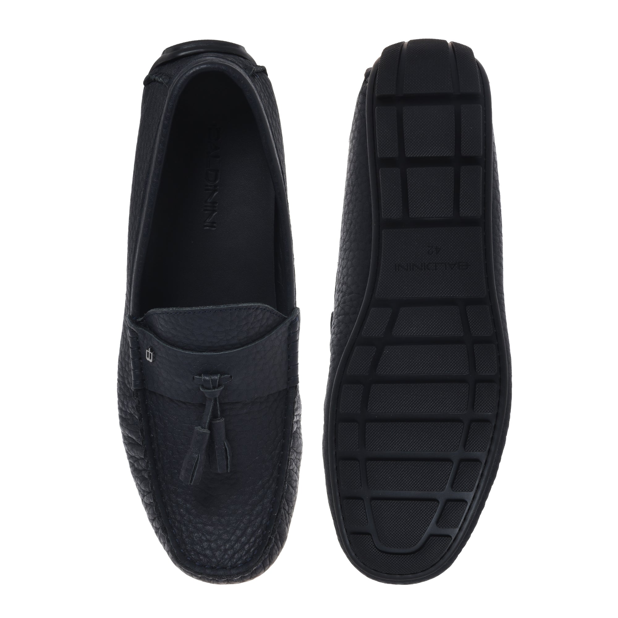 Loafer in blue hammered leather-Baldinini-OUTLET-ARCHIVIST-ARCHIVE-SALE