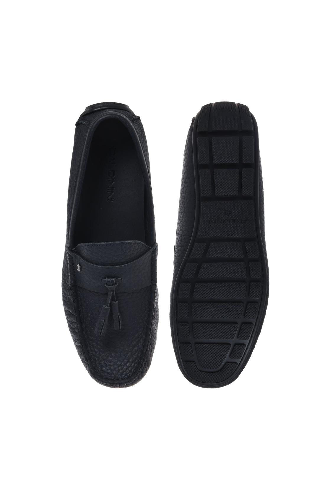 Loafer in blue hammered leather