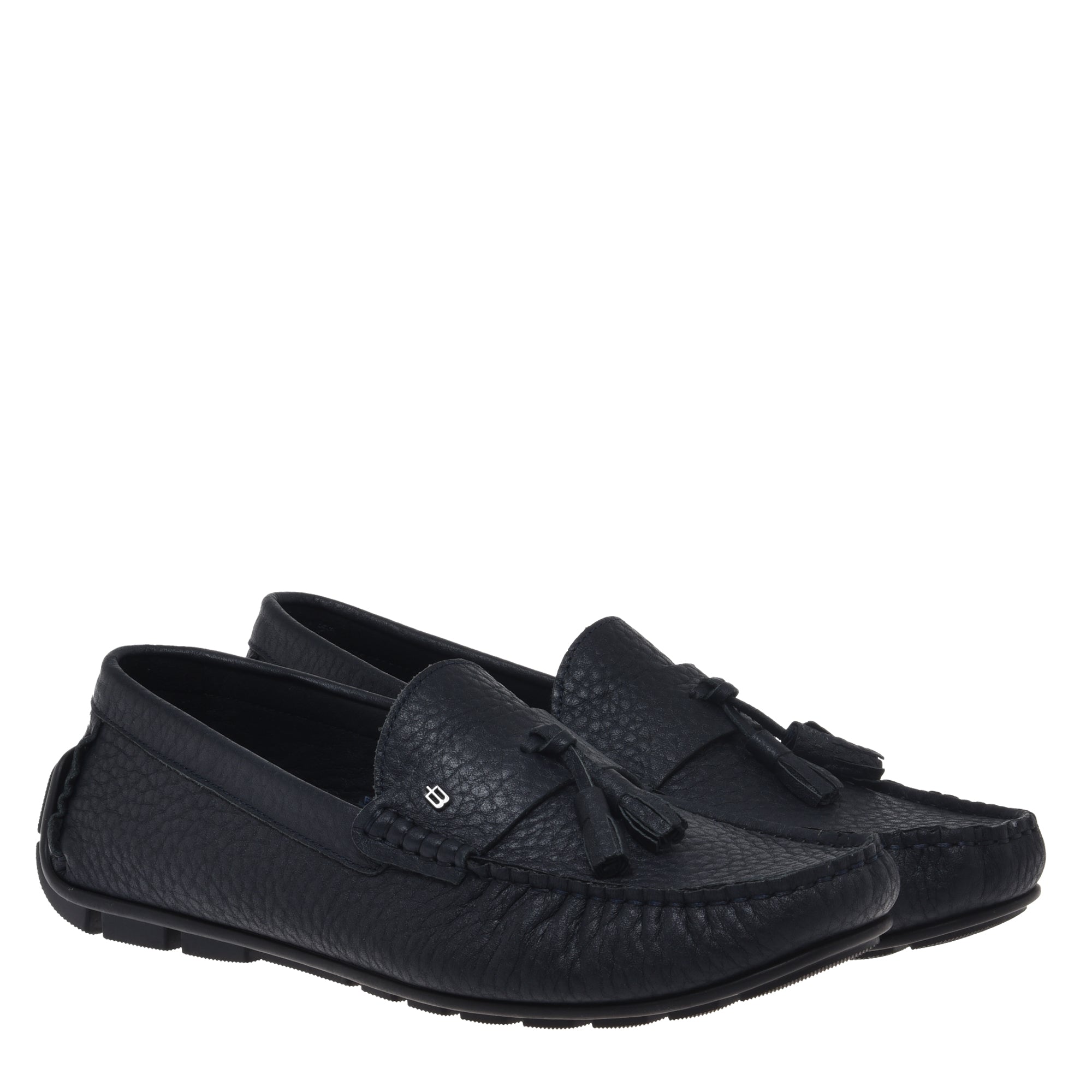 Loafer in blue hammered leather-Baldinini-OUTLET-ARCHIVIST-ARCHIVE-SALE