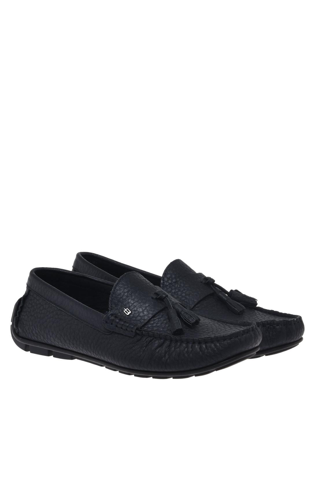 Loafer in blue hammered leather
