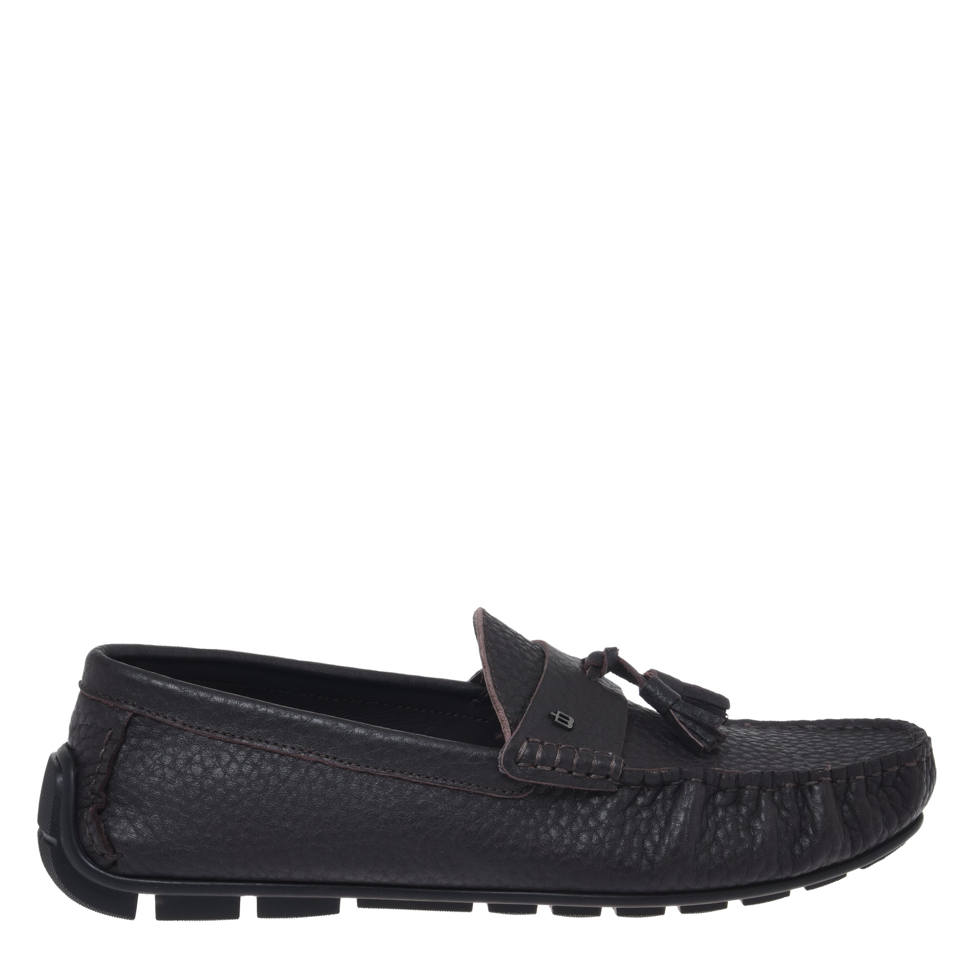 Loafer in dark brown hammered leather-Baldinini-OUTLET-46-T.MORO-ARCHIVIST-ARCHIVE-SALE