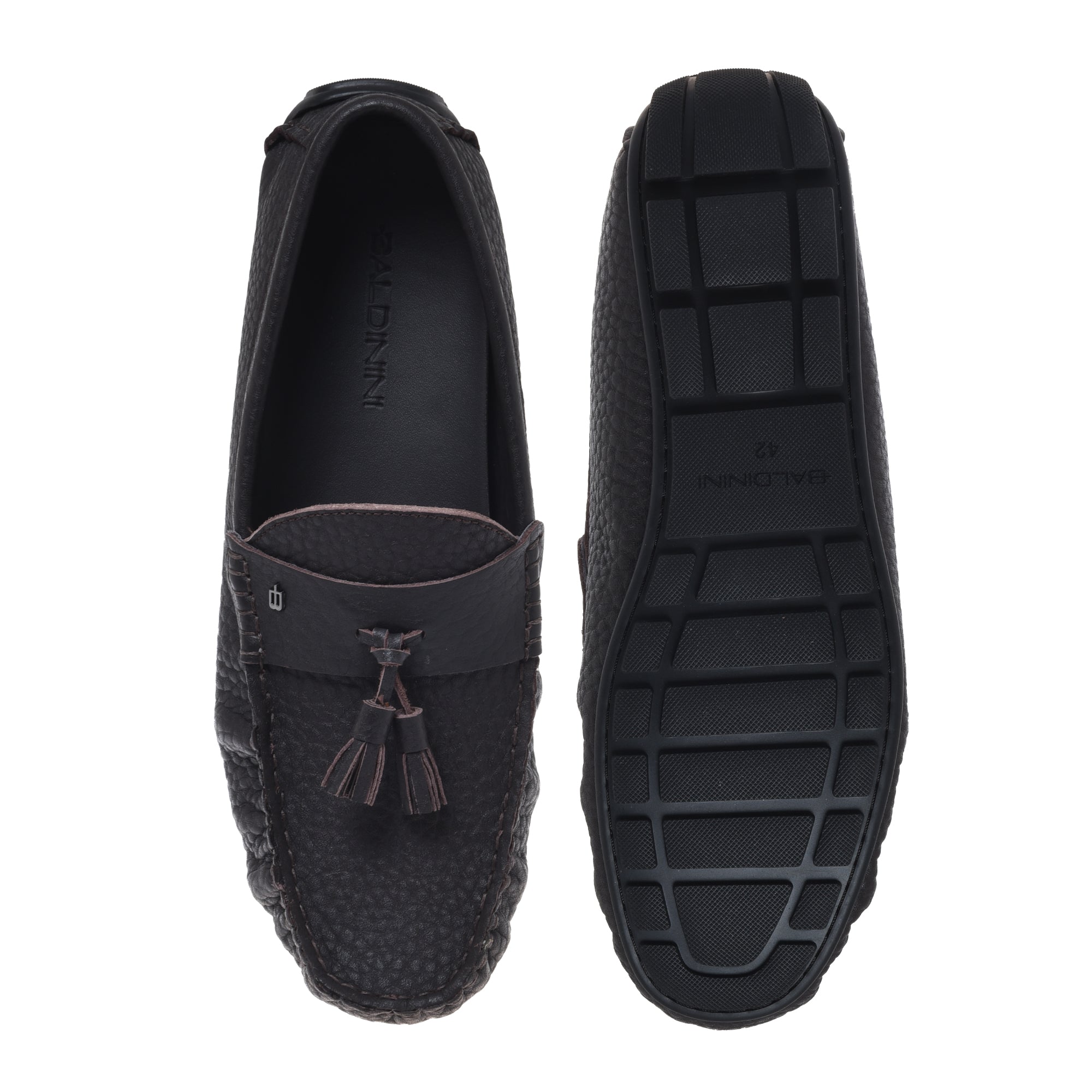Loafer in dark brown hammered leather-Baldinini-OUTLET-ARCHIVIST-ARCHIVE-SALE