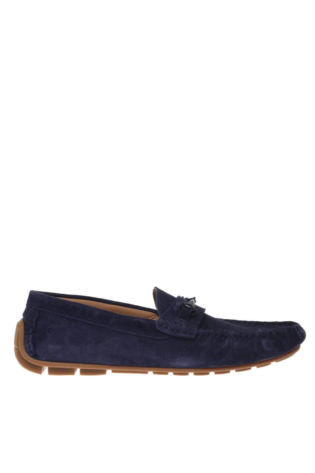 Loafer in blue suede leather