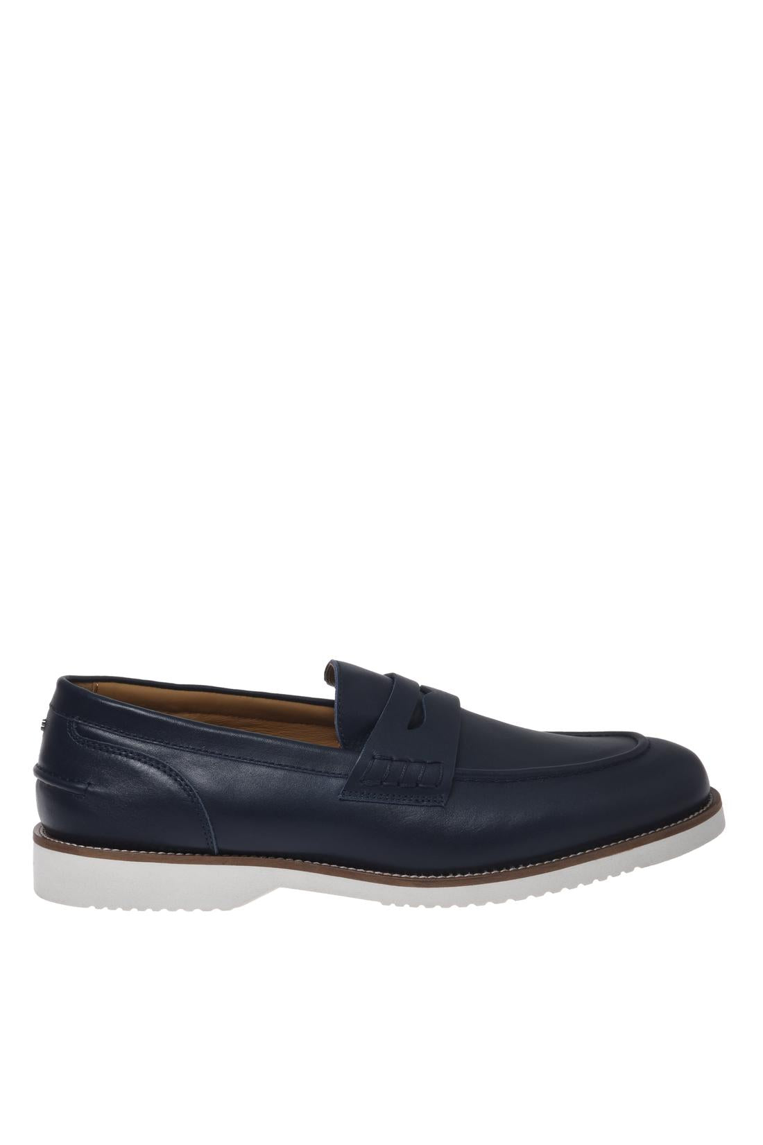 Loafer in leather blue