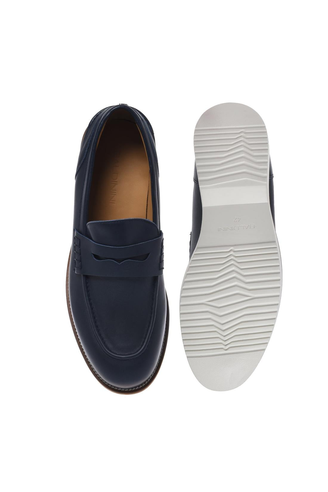 Loafer in leather blue