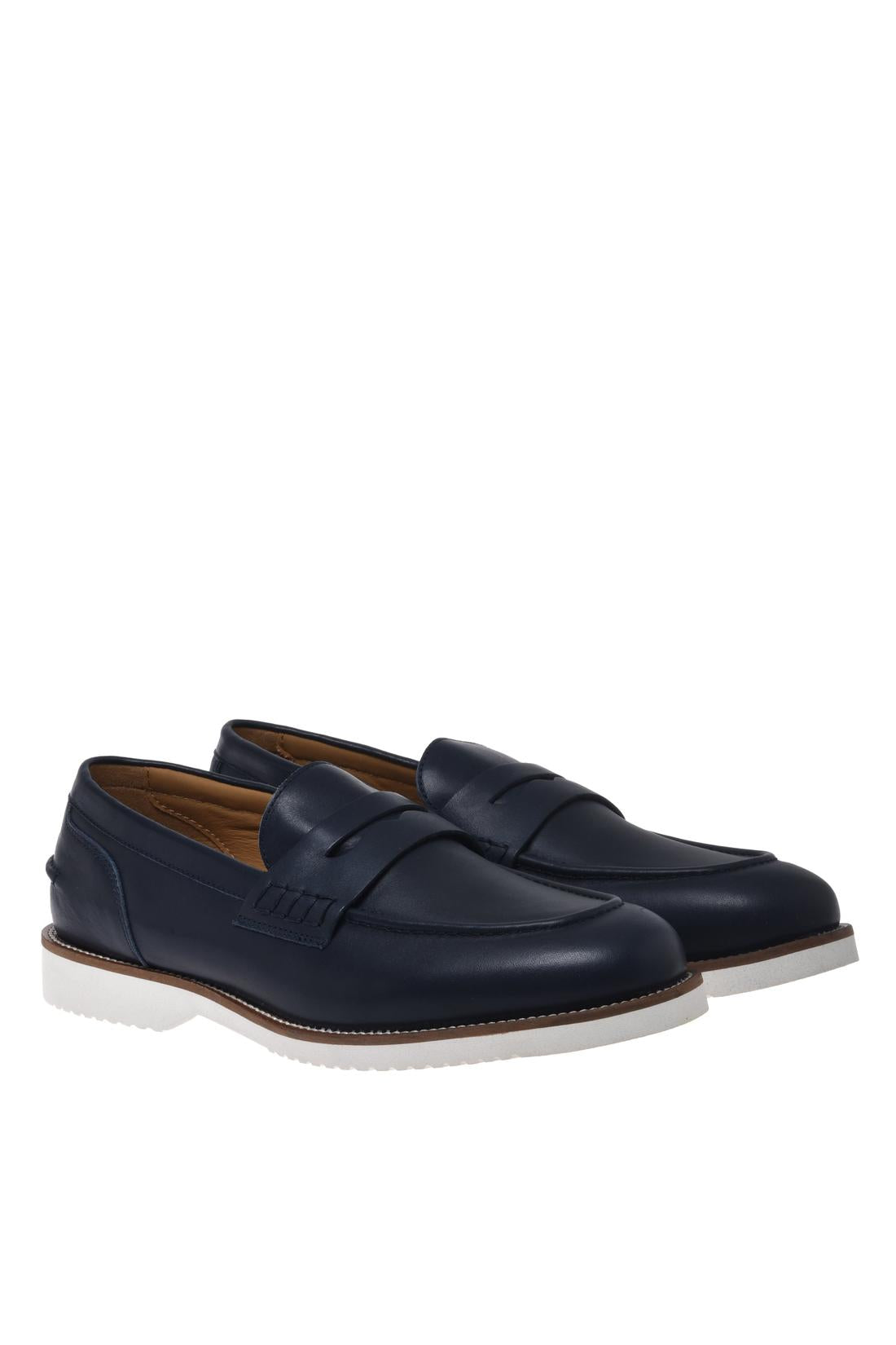 Loafer in leather blue