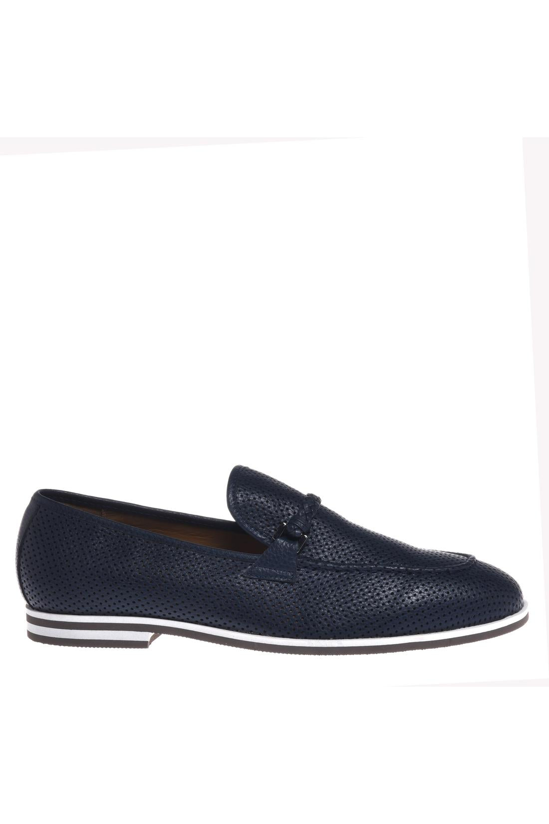 Loafer in perforated tumbled leather blue-Baldinini-OUTLET-39-BLU-ARCHIVIST-ARCHIVE-SALE