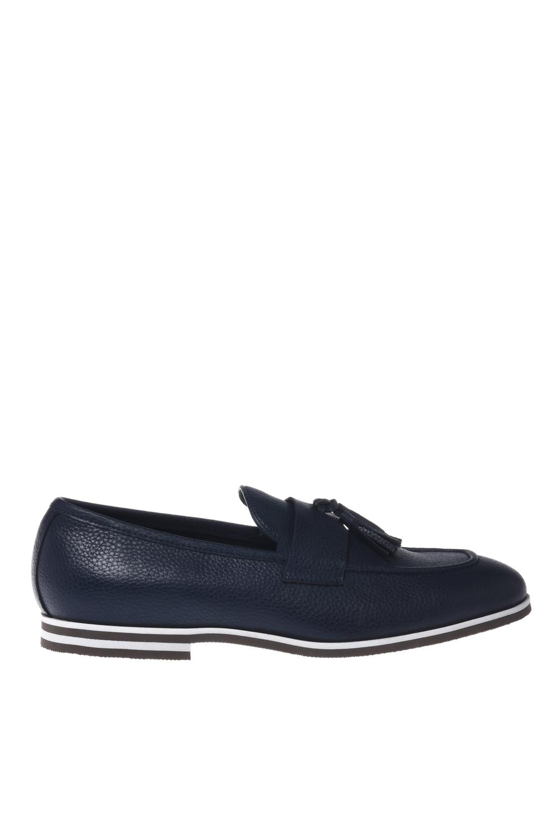 Loafer in tumbled leather blue