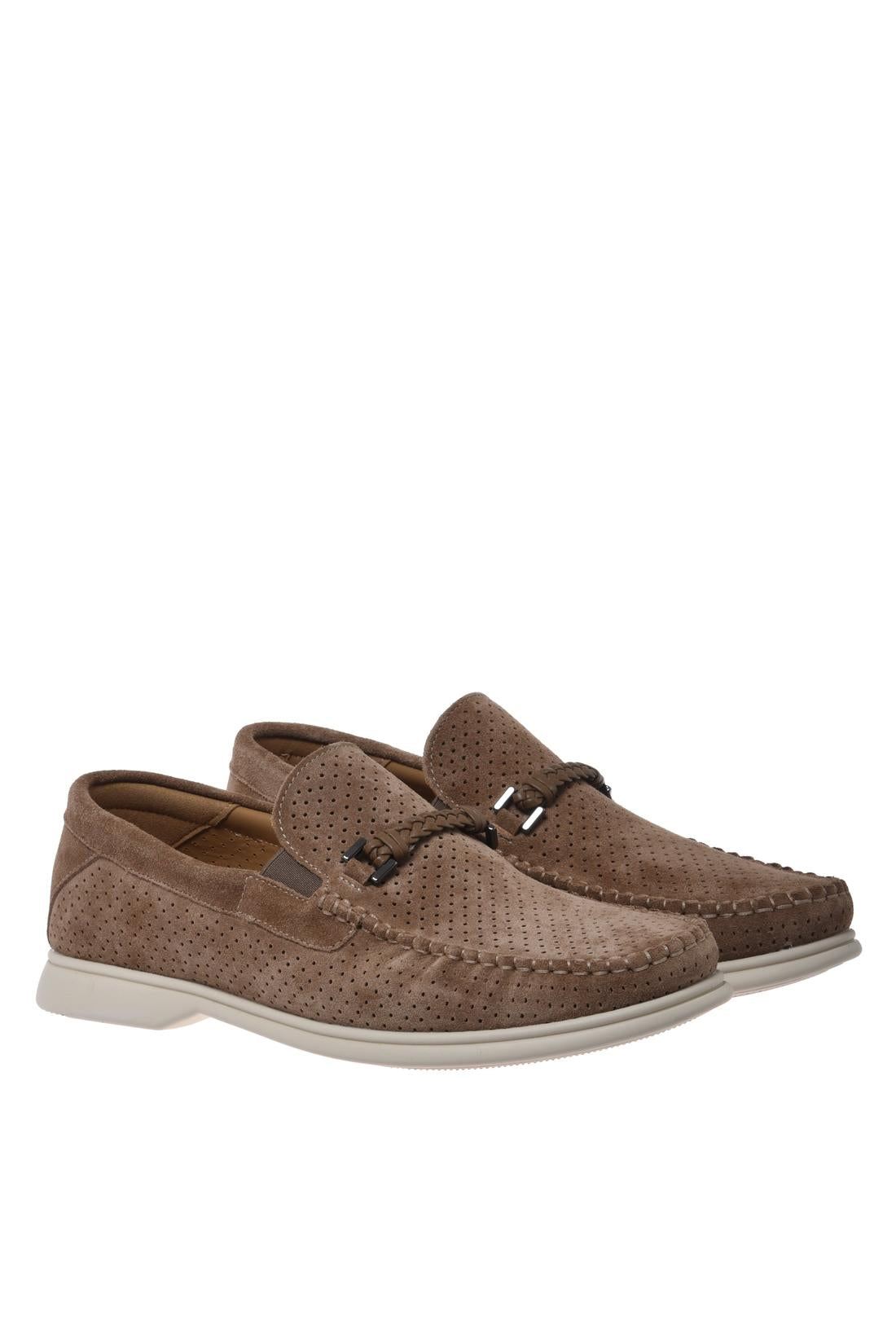 Mocassino in pelle scamosciata traforata taupe-Baldinini-OUTLET-ARCHIVIST-ARCHIVE-SALE